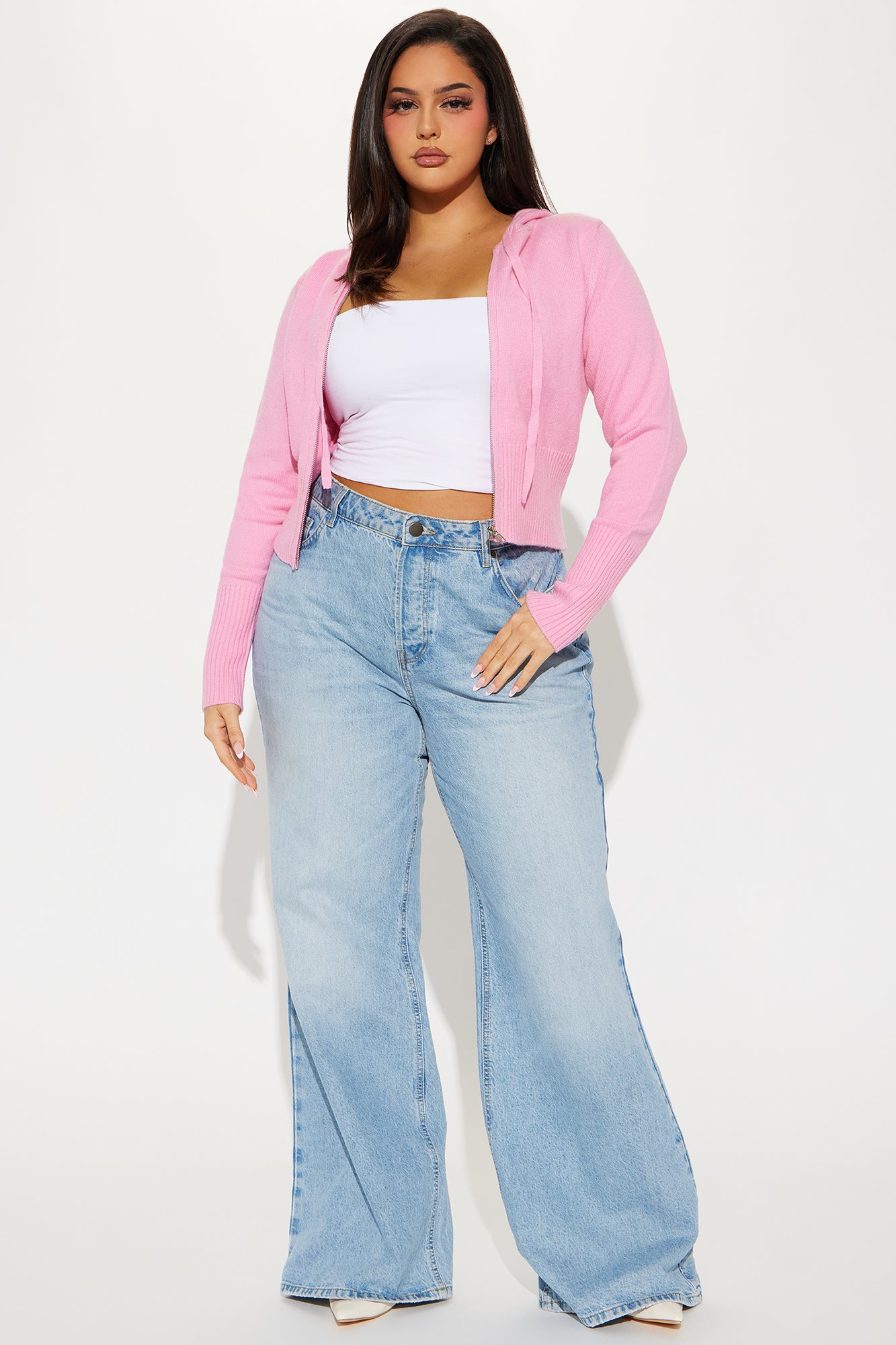 Lana Zip Up Sweater - Pink