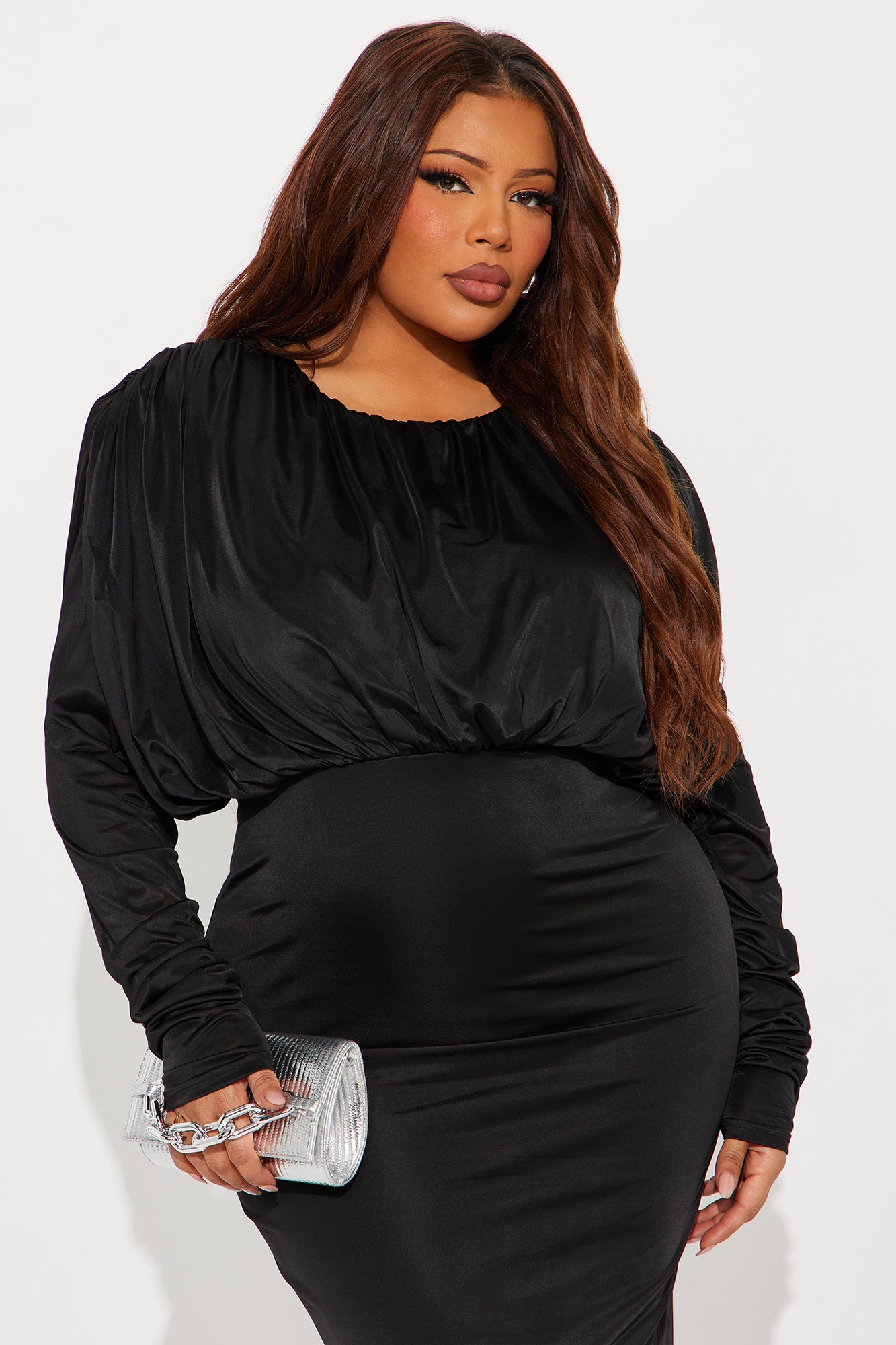 Kaylie Long Sleeve Maxi Dress - Black