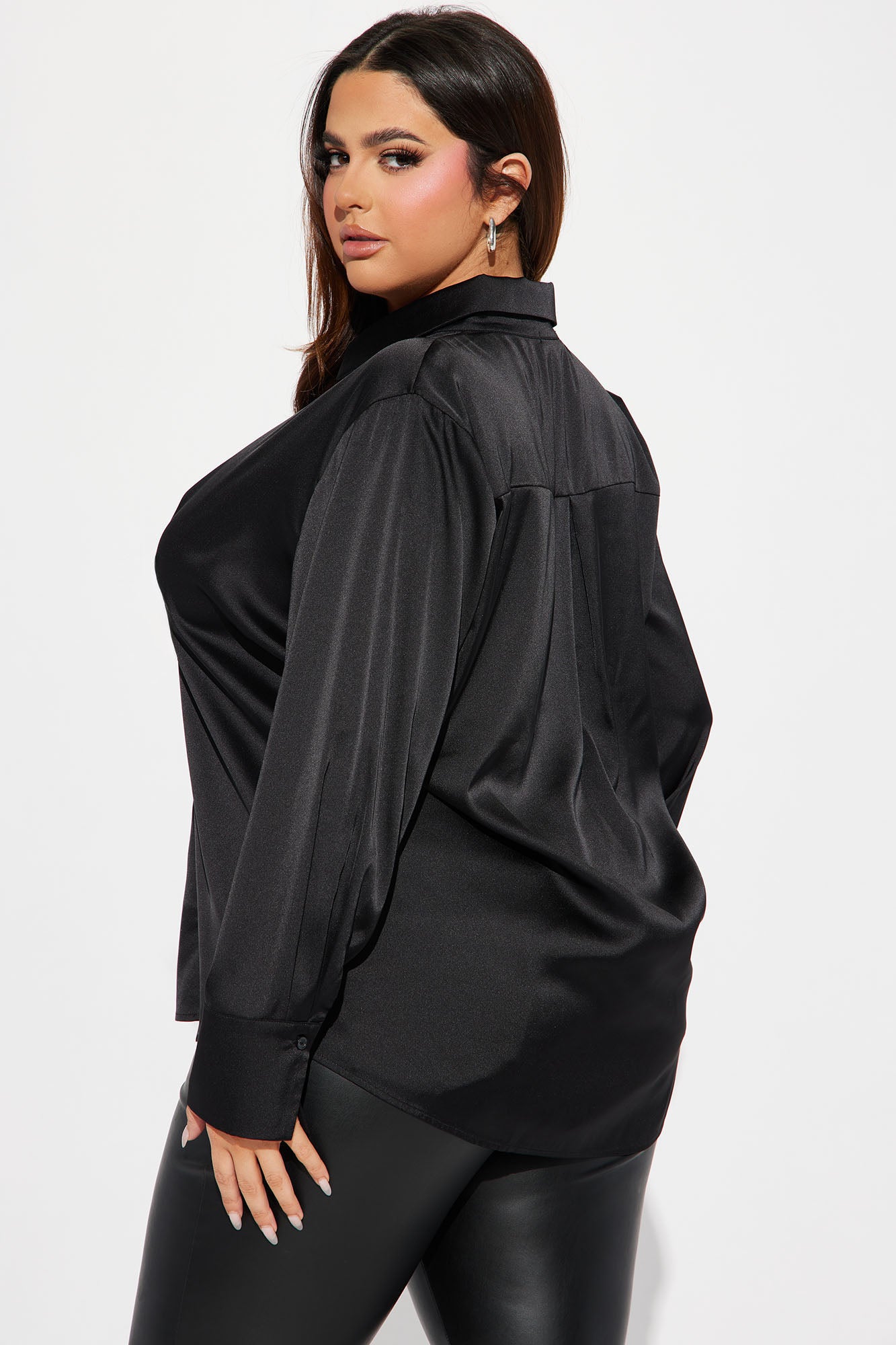 Feelin' Popular Satin Shirt - Black