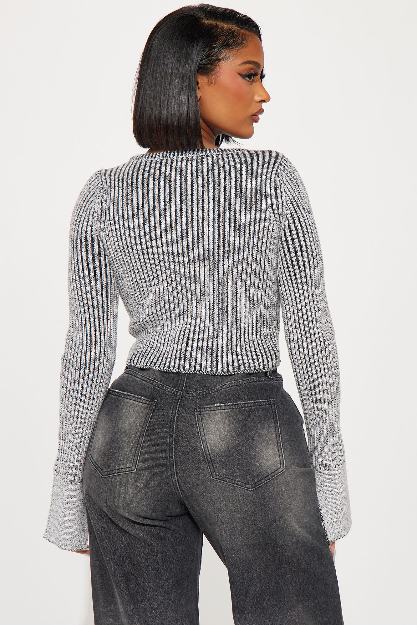 Takin' Hints Marled Cropped Cardigan - Grey/combo