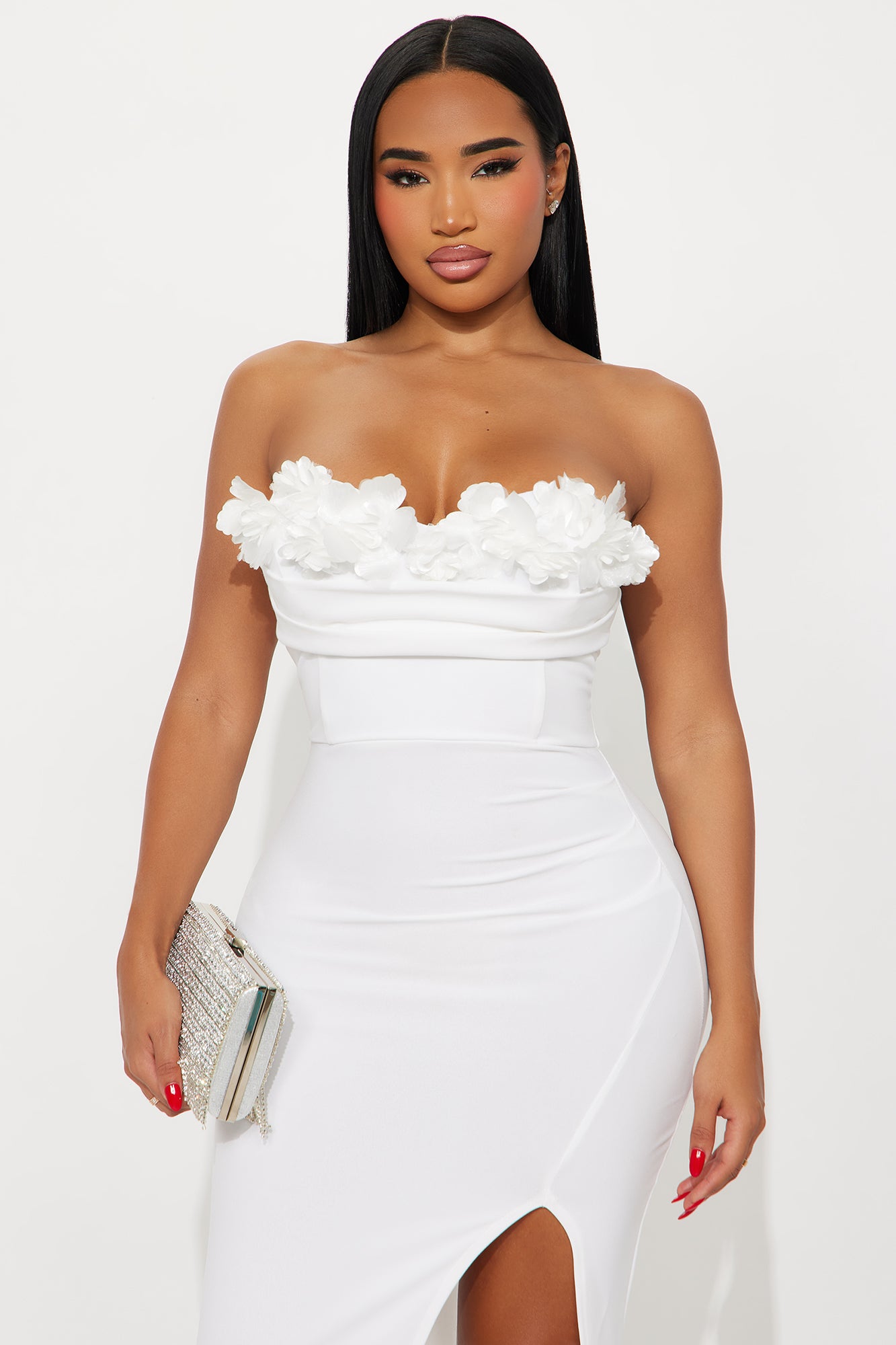 One Last Rose Strapless Gown - White