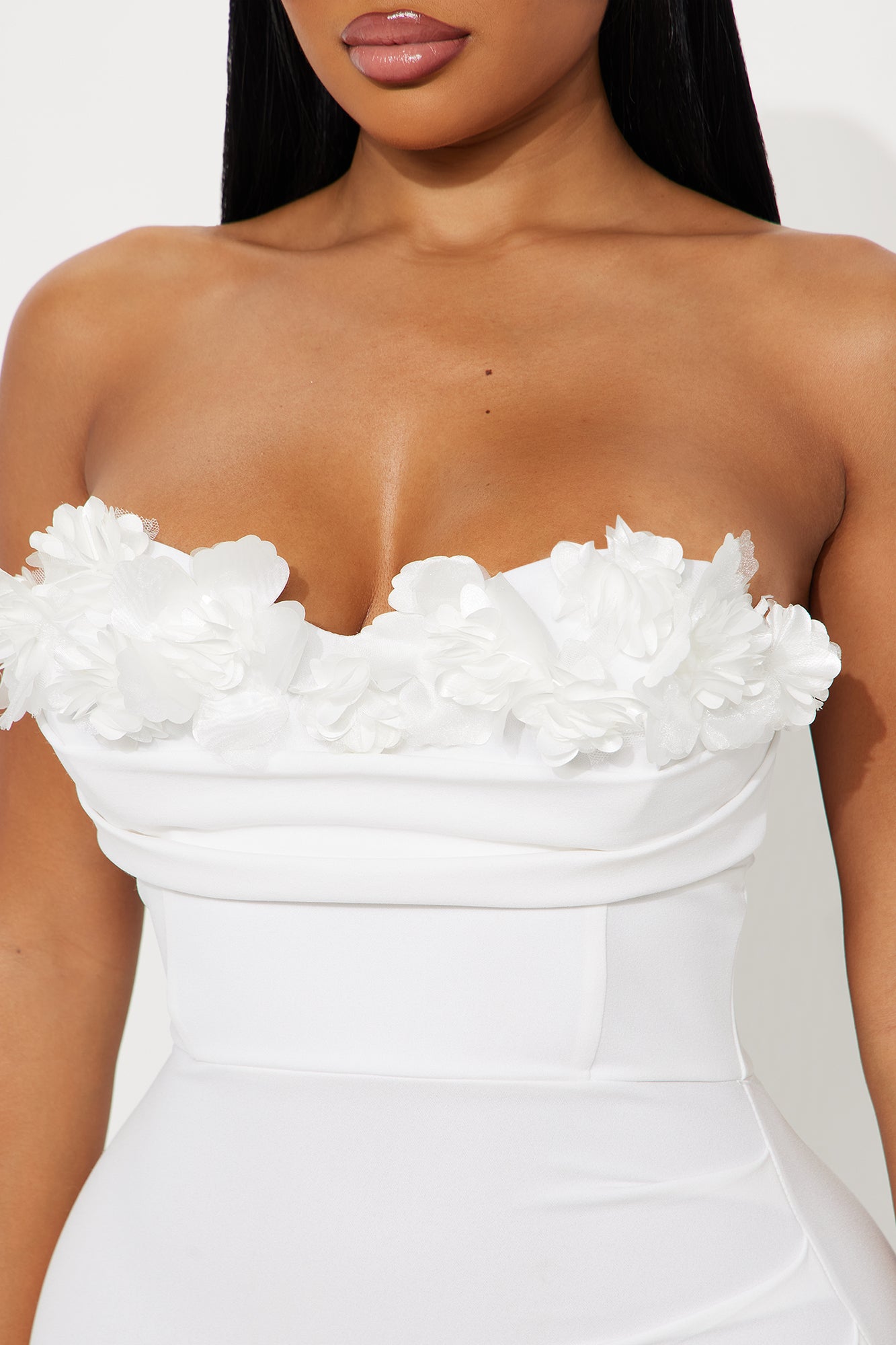 One Last Rose Strapless Gown - White