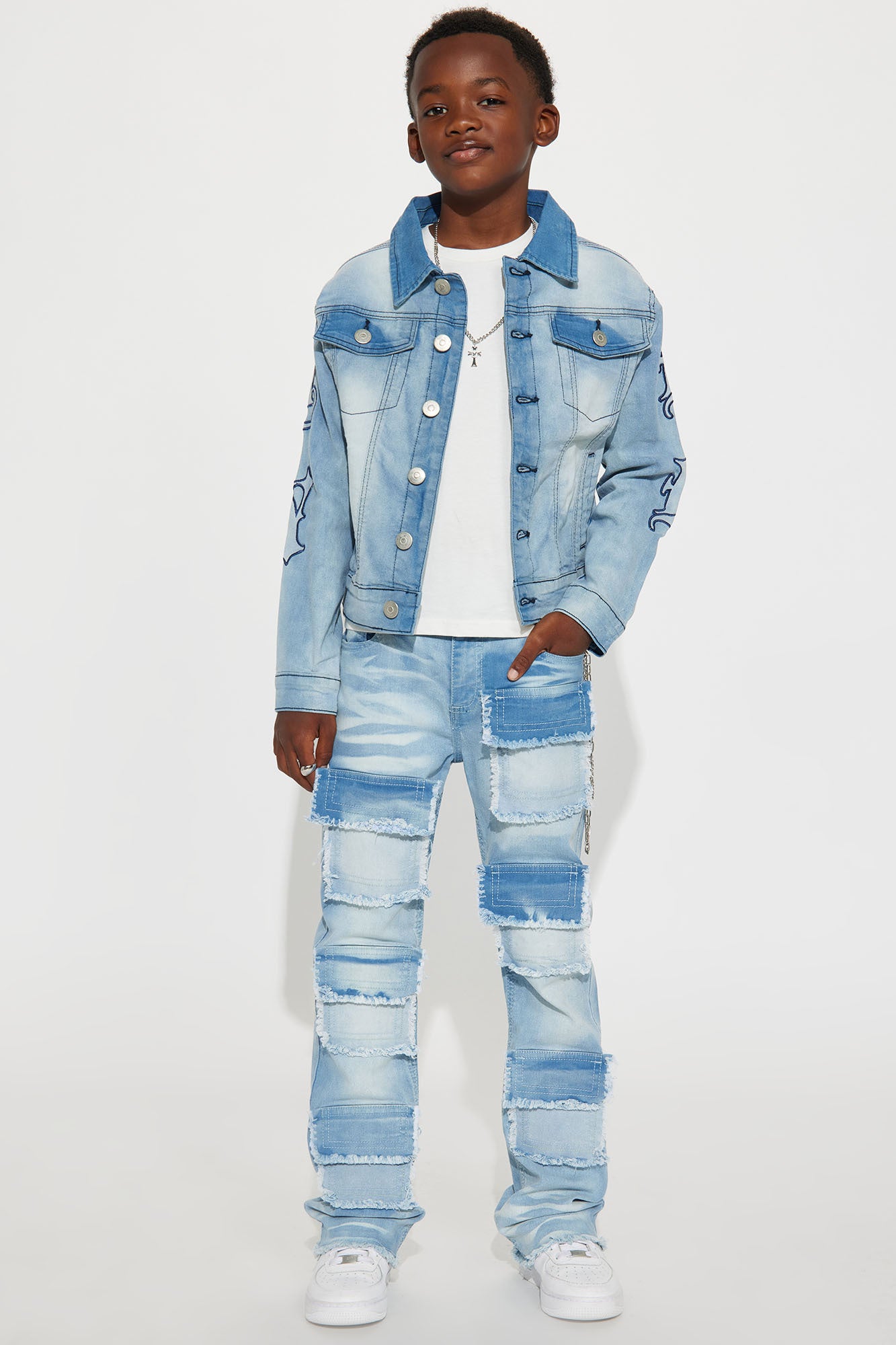 Mini Owen Stacked Flare Jean - Light Blue