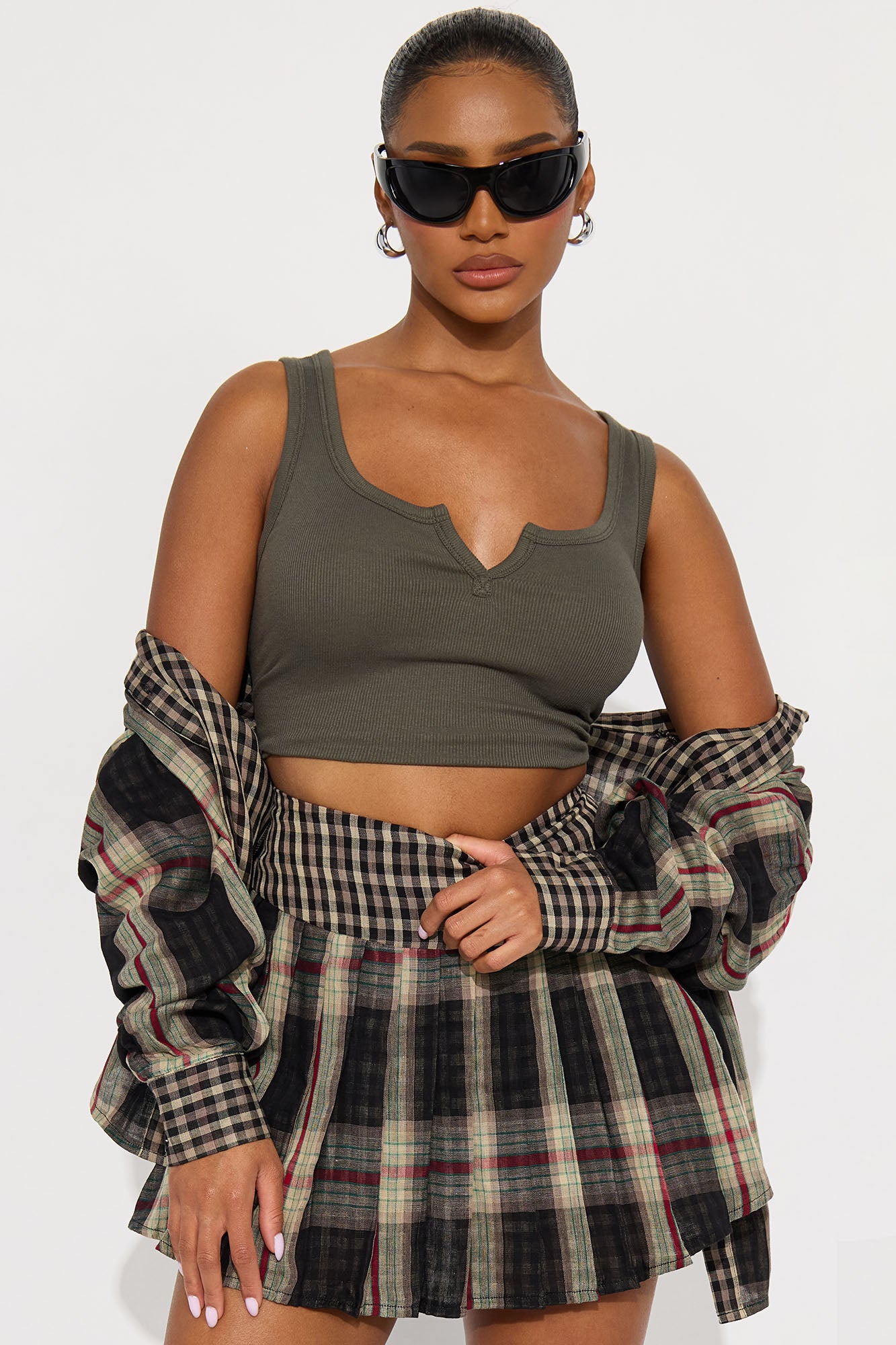 Check Me Out Skort Set - Taupe/combo