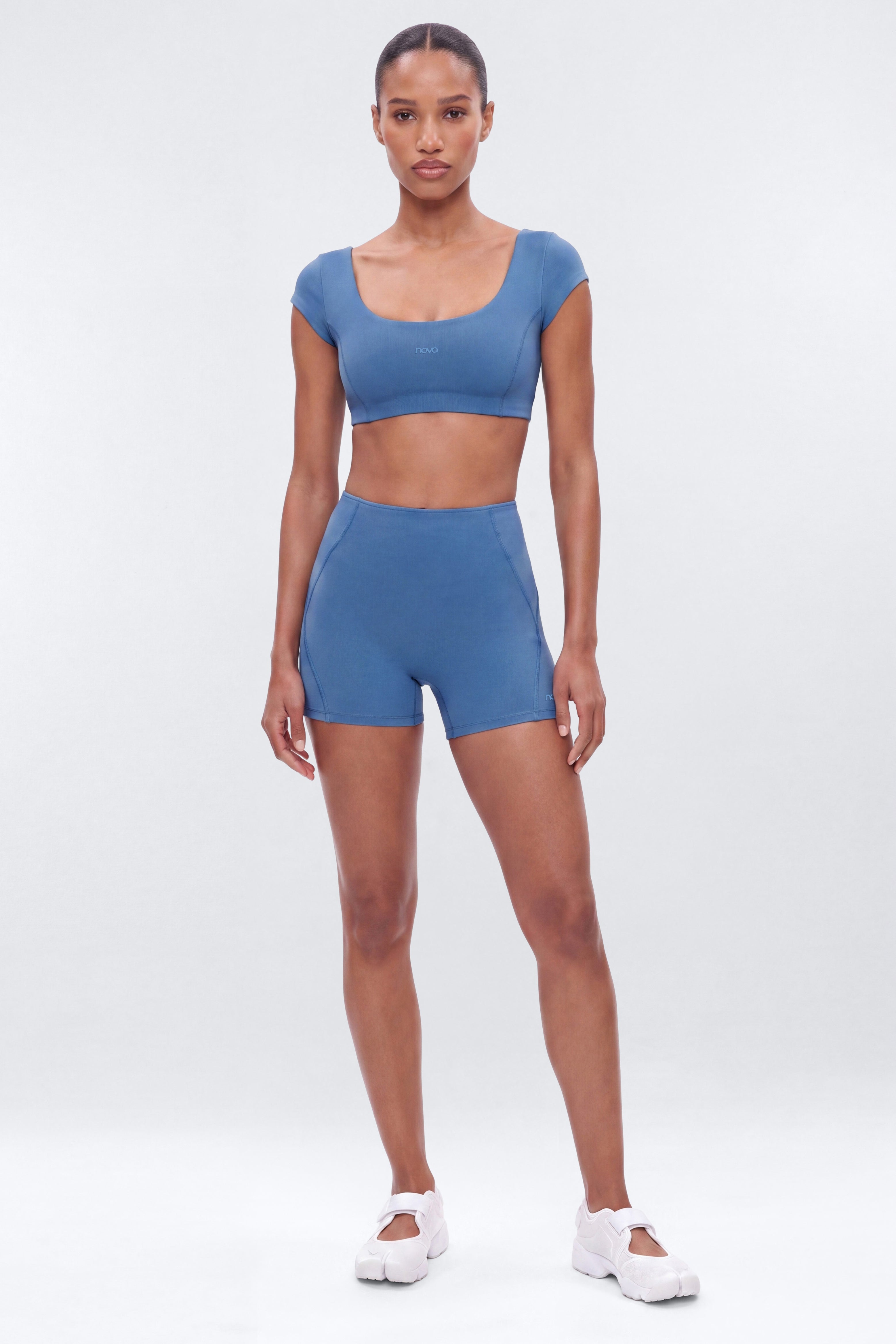 CloudForm™ Cap Sleeve Crop Top - Opal Blue