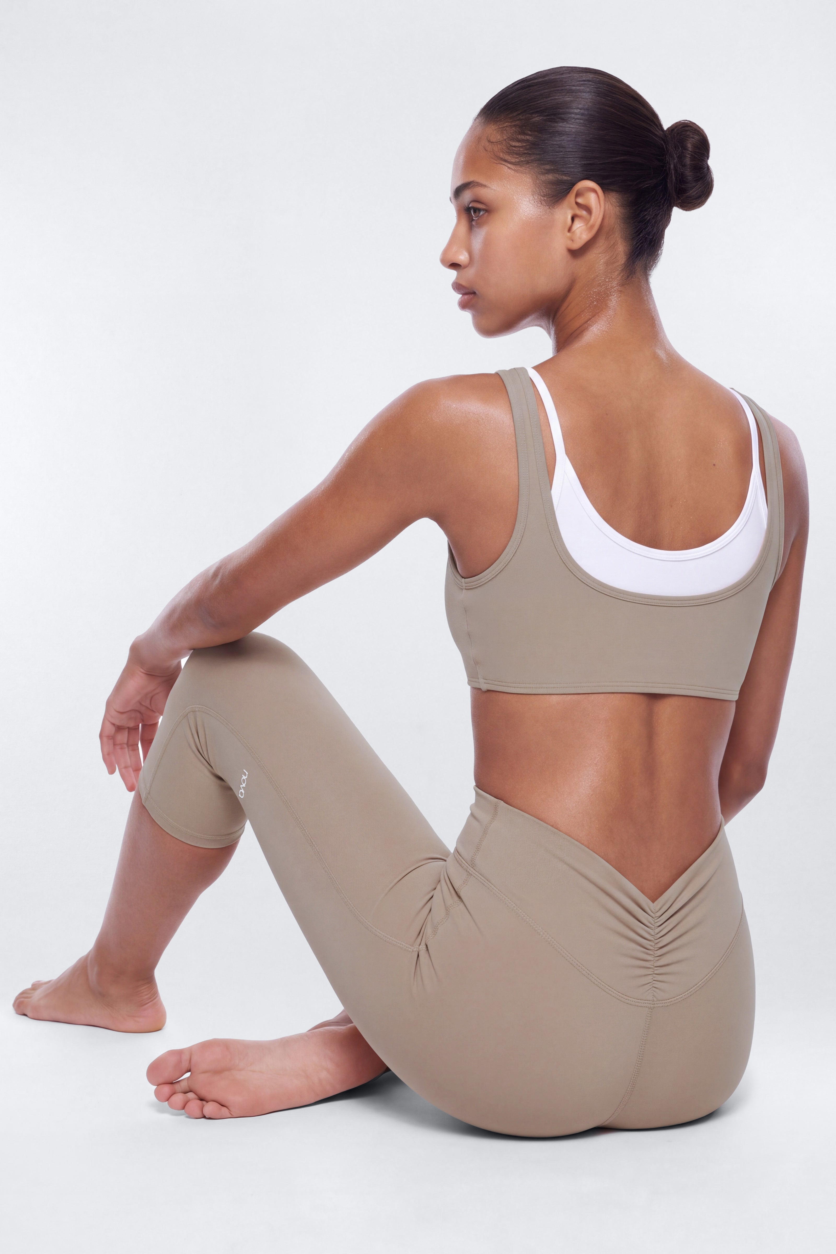 ProStretch™ 17″ Deep V Back Capri Legging - Taupe