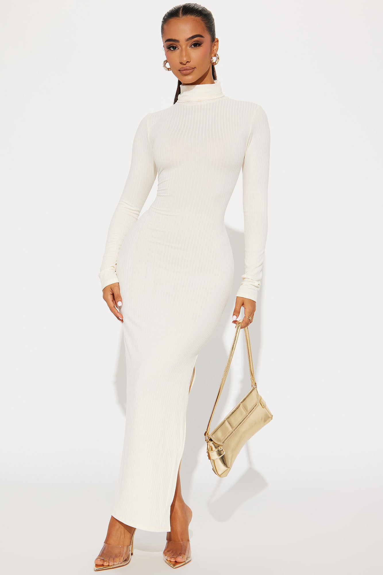 Monique Ribbed Maxi Dress - Cream