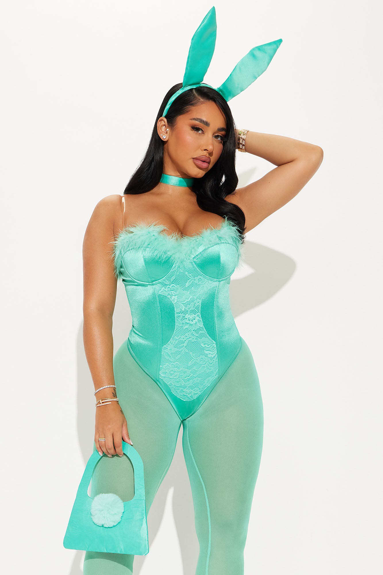 Cutest Sexy Bunny 5 Piece Costume Set - Mint