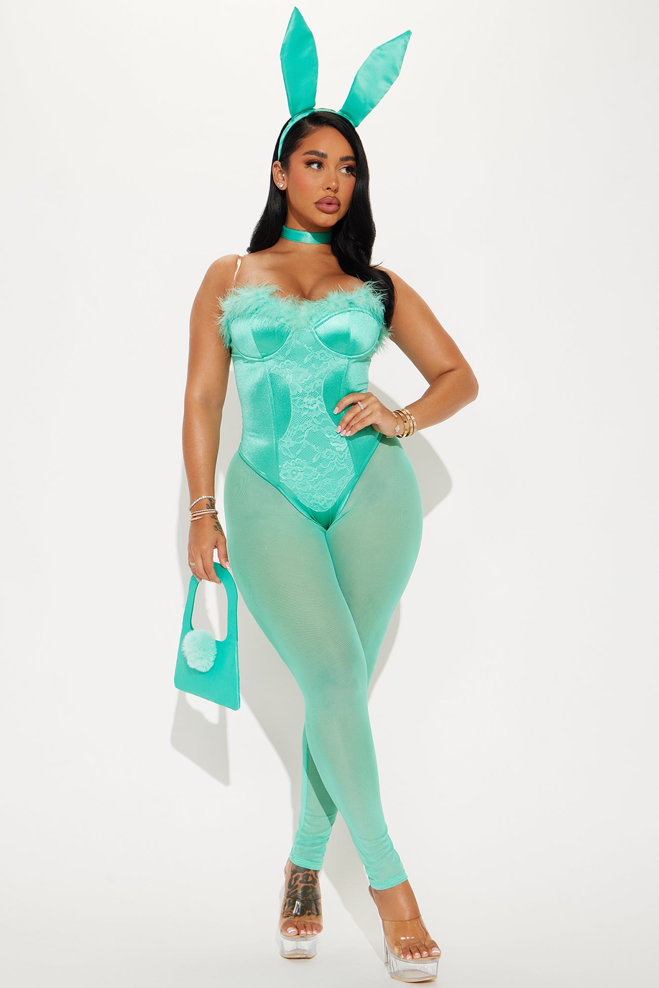 Cutest Sexy Bunny 5 Piece Costume Set - Mint