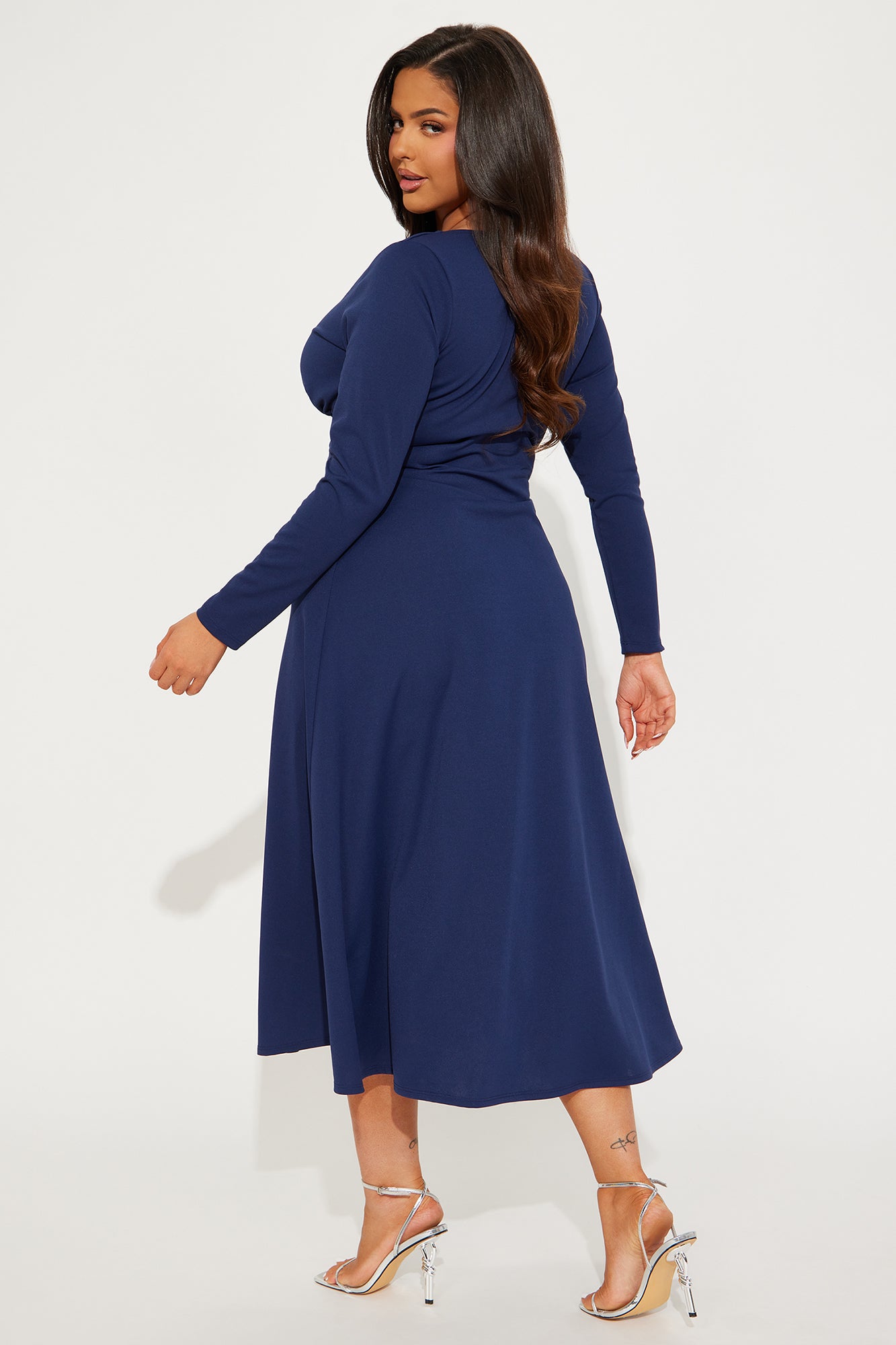 Charolette Long Sleeve Midi Dress - Navy