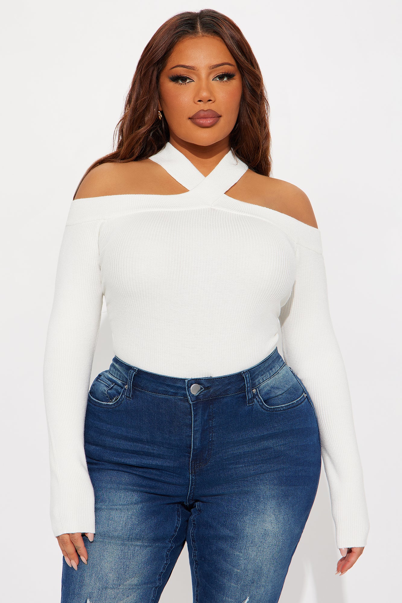 Cross My Heart Off Shoulder Sweater - Off White