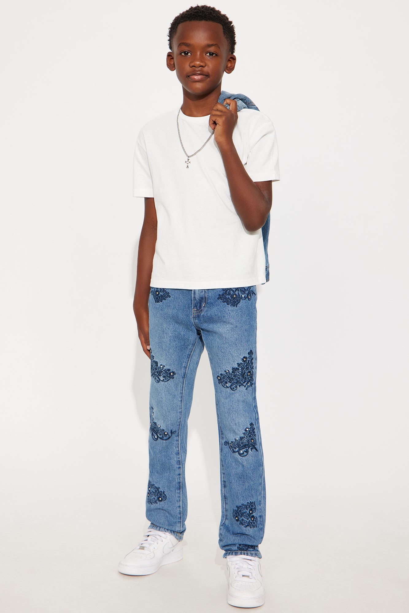 Mini Always Artistic Embellished Slim Jeans - Medium Wash