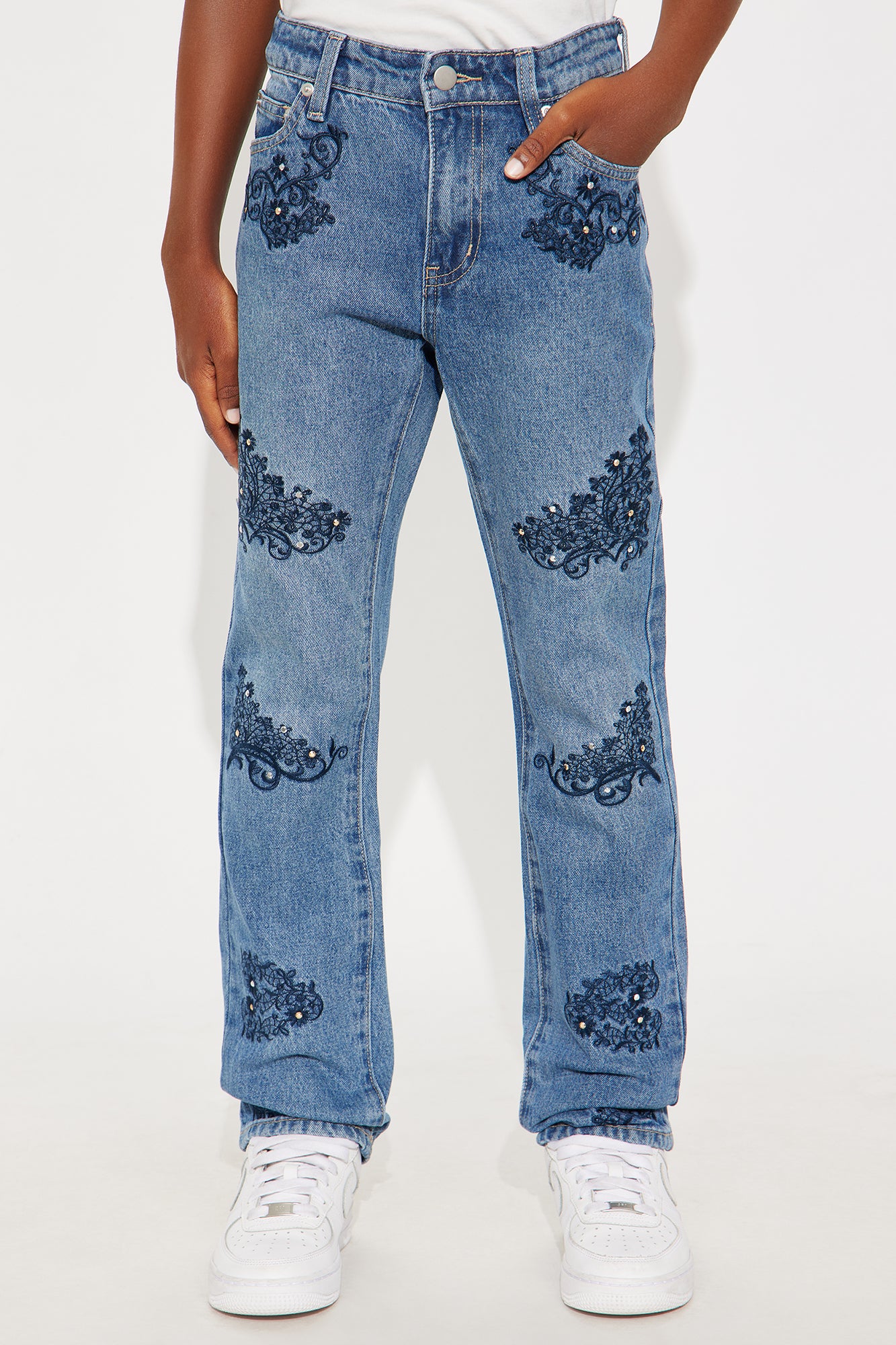 Mini Always Artistic Embellished Slim Jeans - Medium Wash