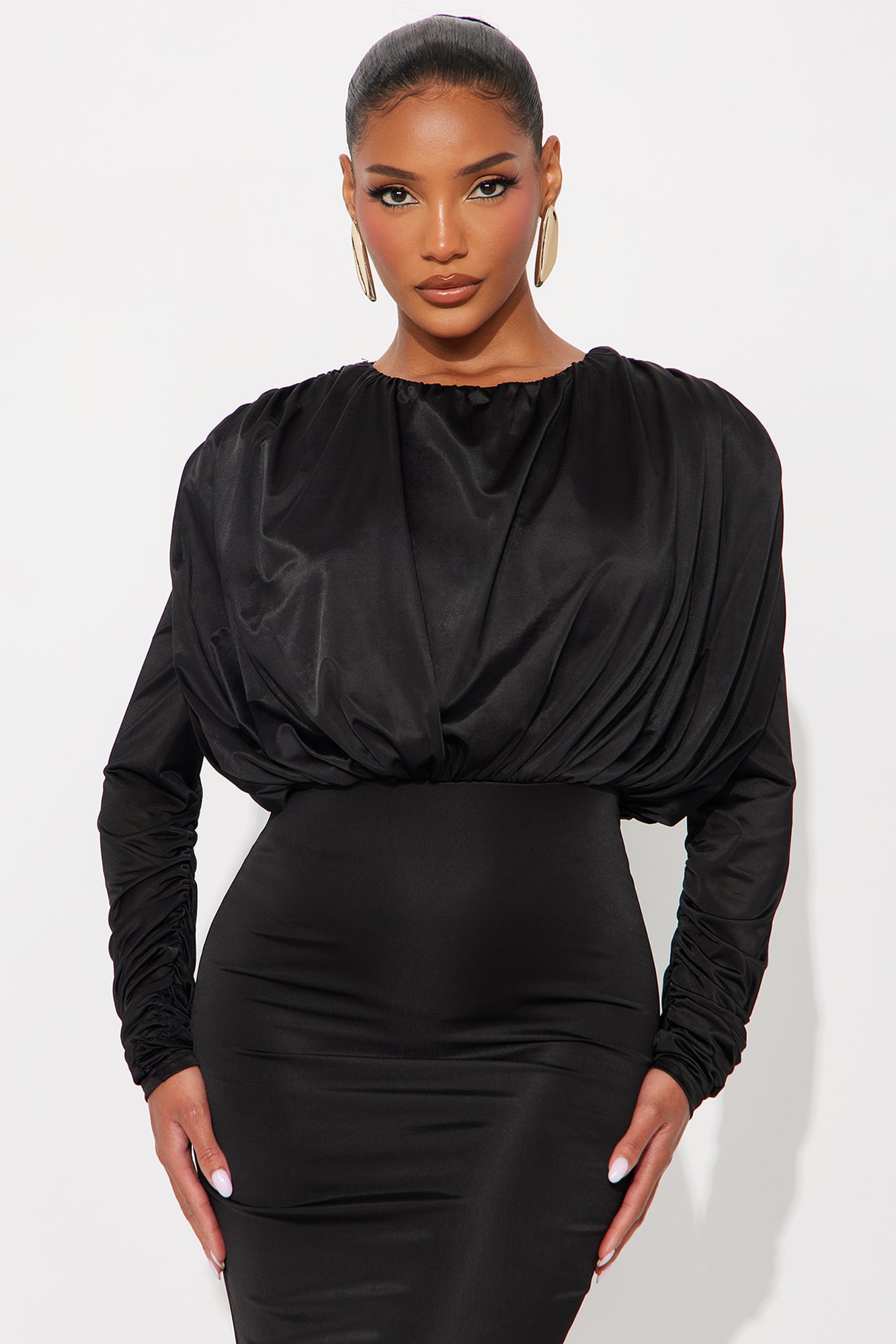 Kaylie Long Sleeve Maxi Dress - Black