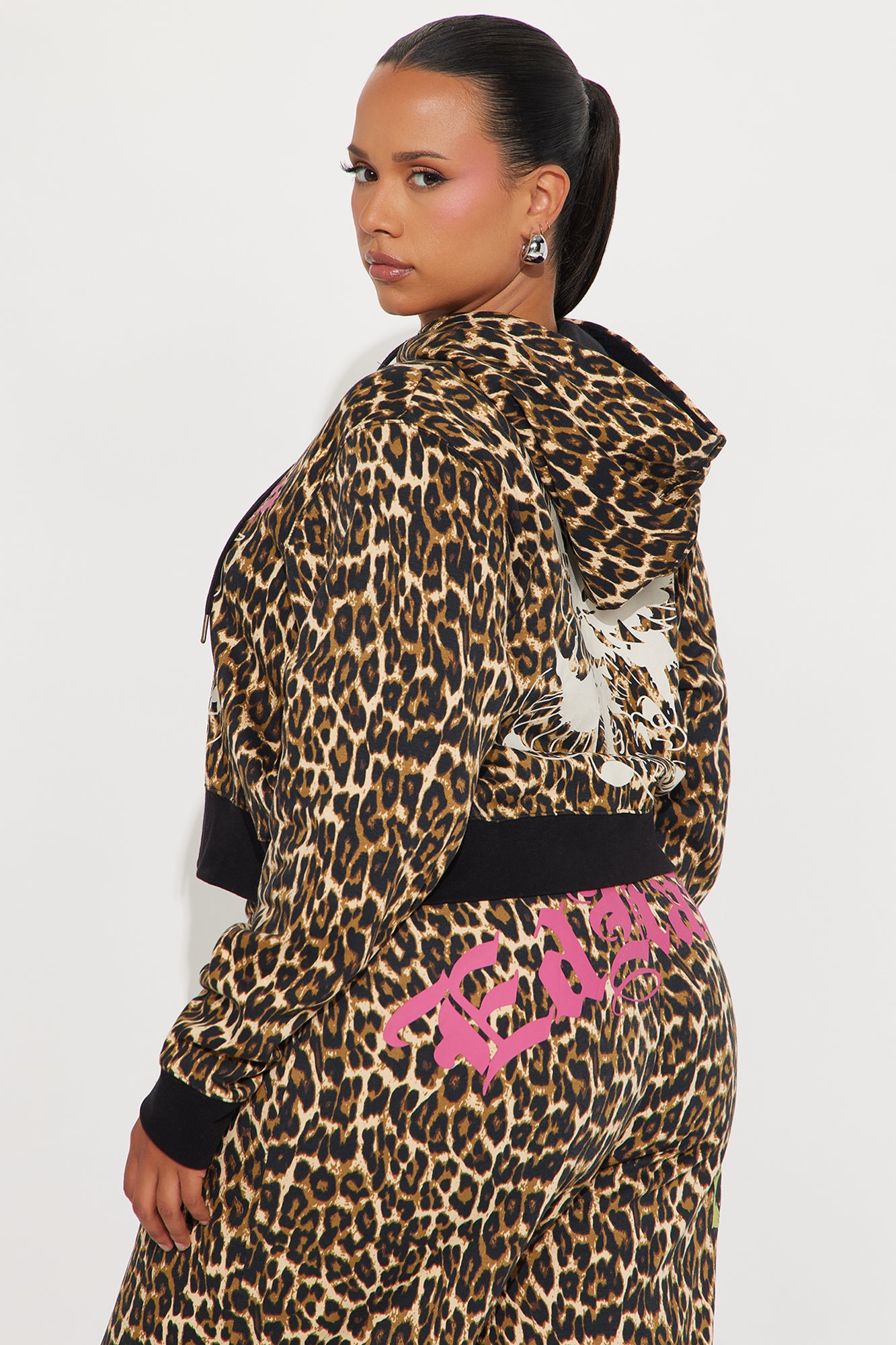 Ed Hardy Sacred Heart Leopard Zip Up Hoodie - Leopard
