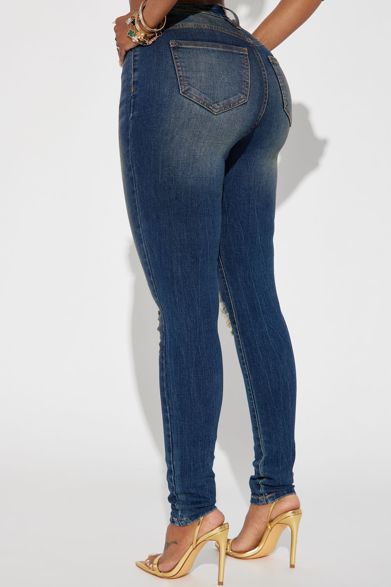 Kelly Ripped Tinted Stretch Skinny Jeans - Dark Denim