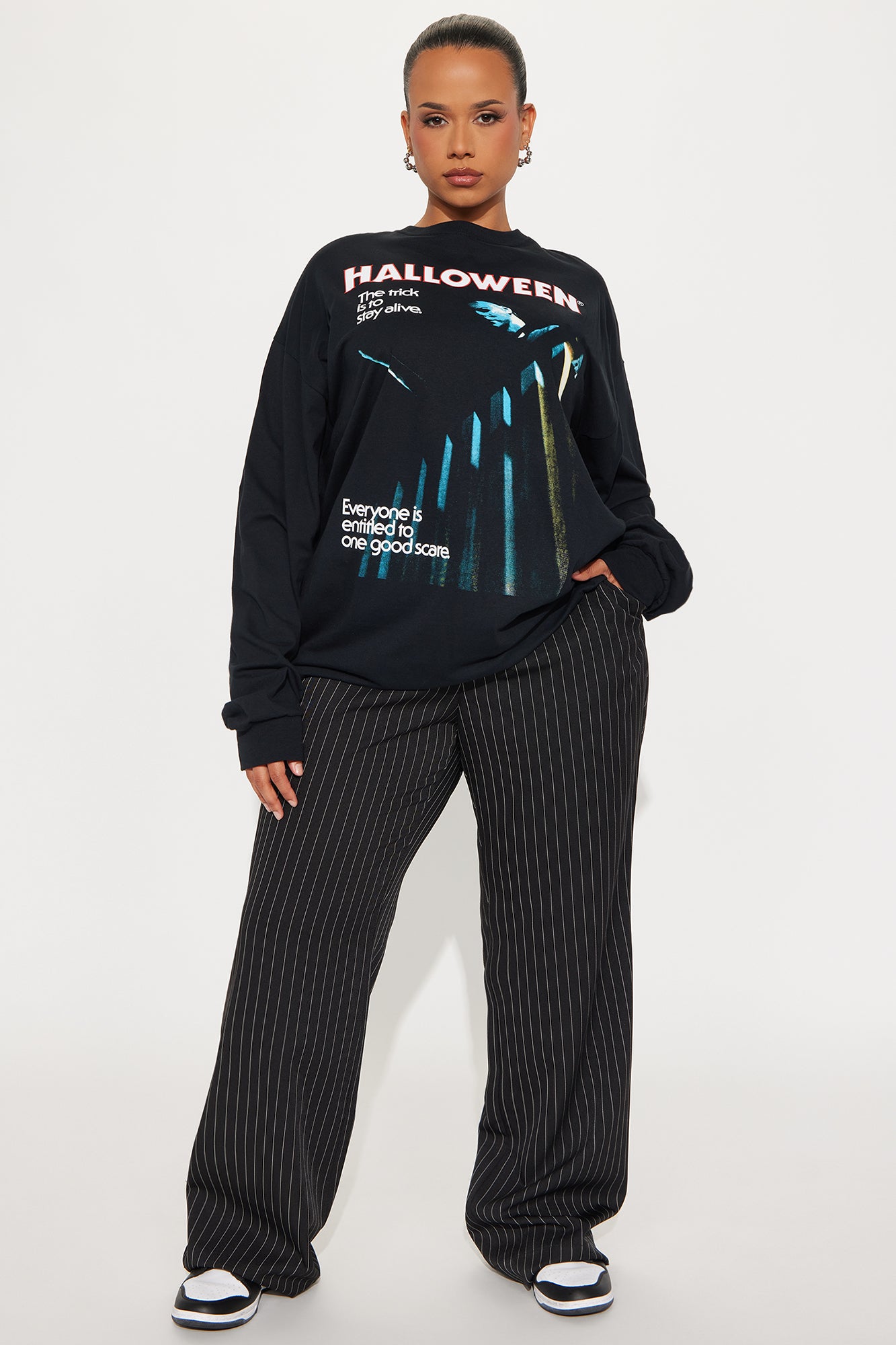 Halloween Michael Myers Long Sleeve Tee - Black