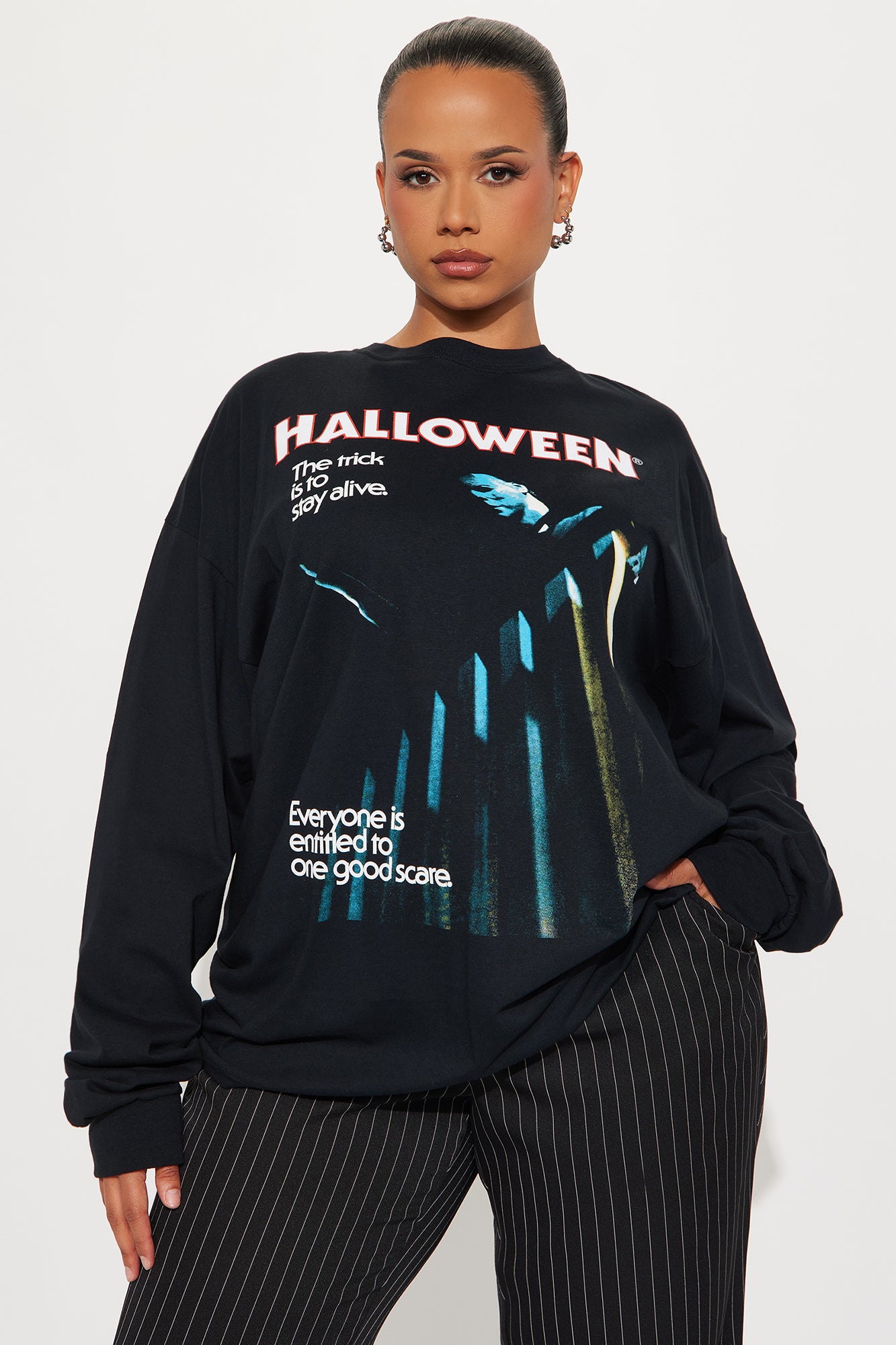 Halloween Michael Myers Long Sleeve Tee - Black