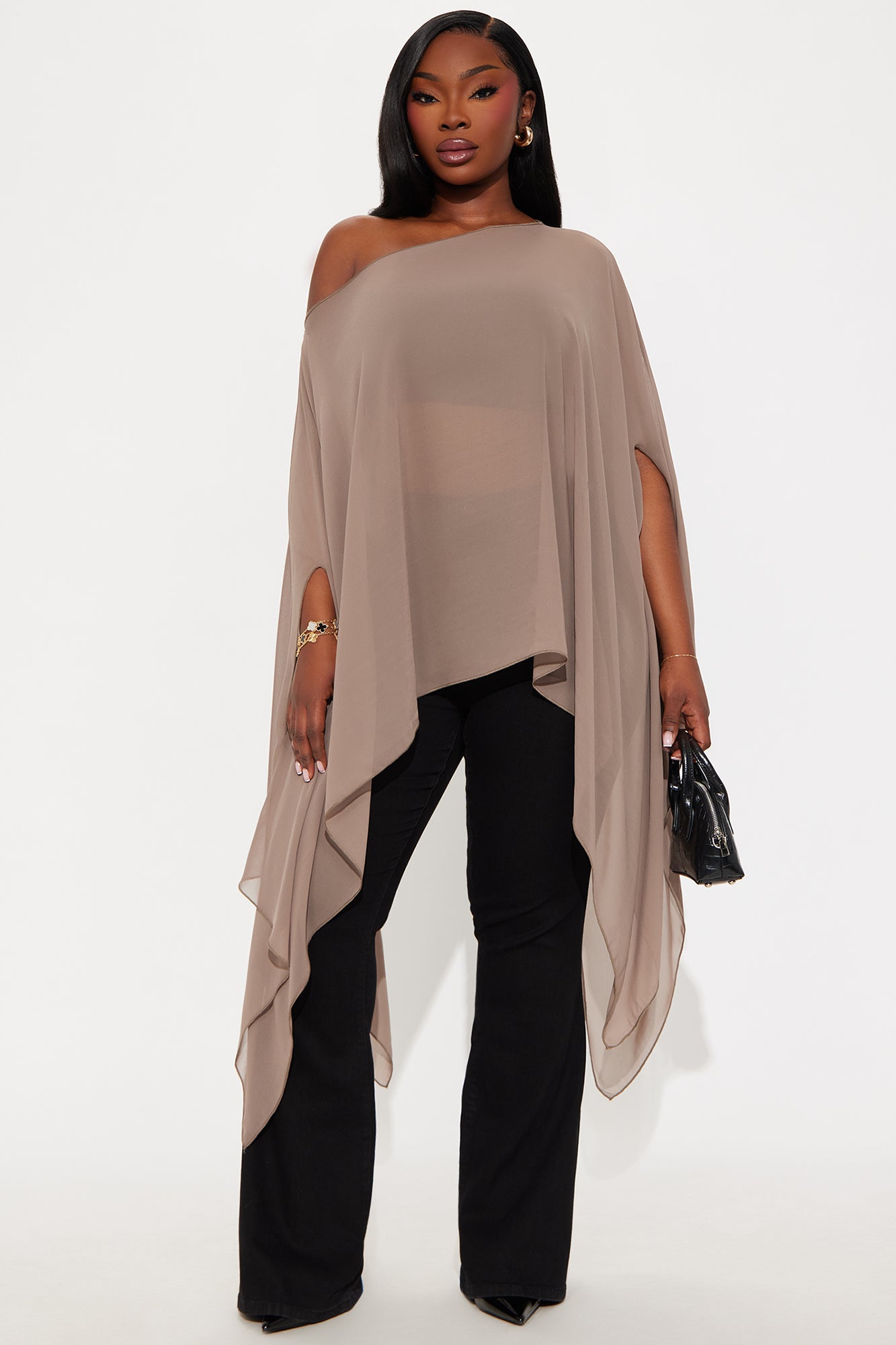 Get In Line Long Chiffon Kimono Top - Mocha