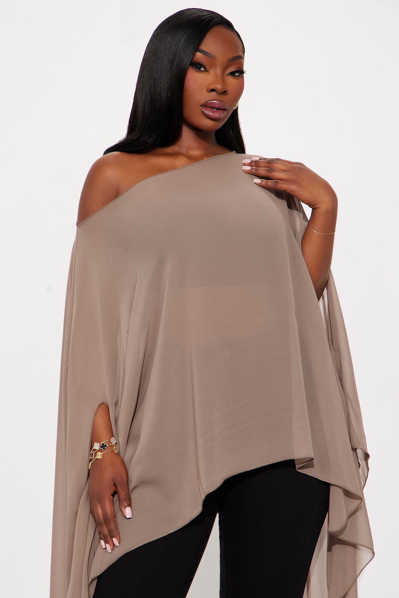 Get In Line Long Chiffon Kimono Top - Mocha