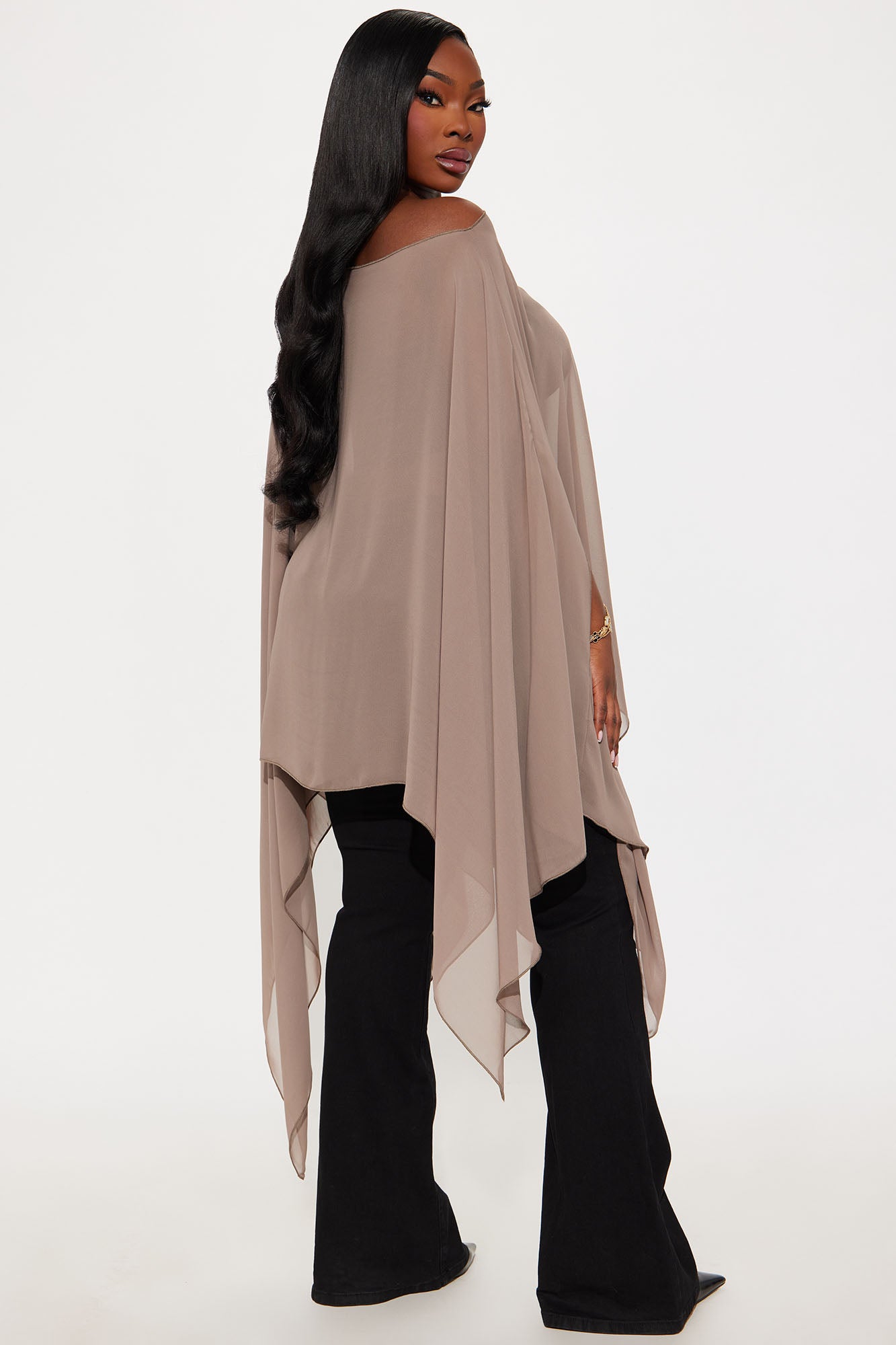 Get In Line Long Chiffon Kimono Top - Mocha