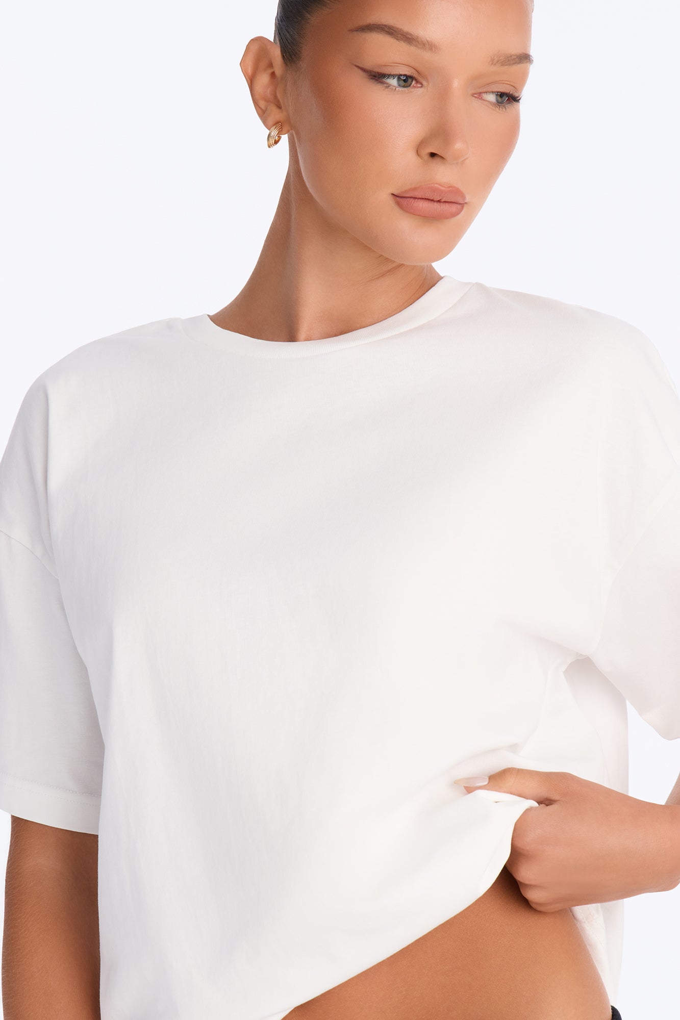 100% Premium Cotton Short Sleeve Boyfriend T-Shirt - White