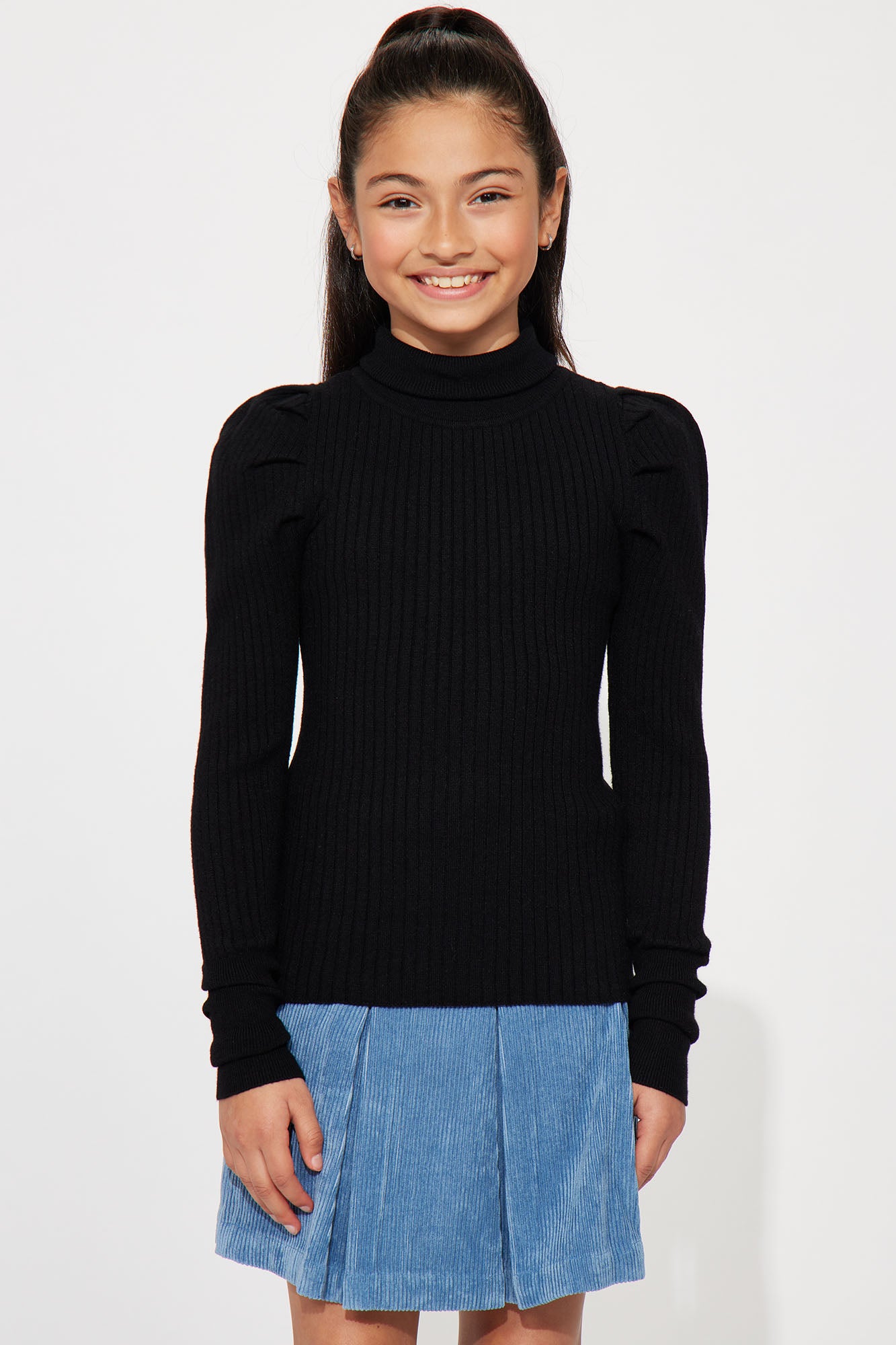 Mini Get On With It Turtleneck Sweater - Black
