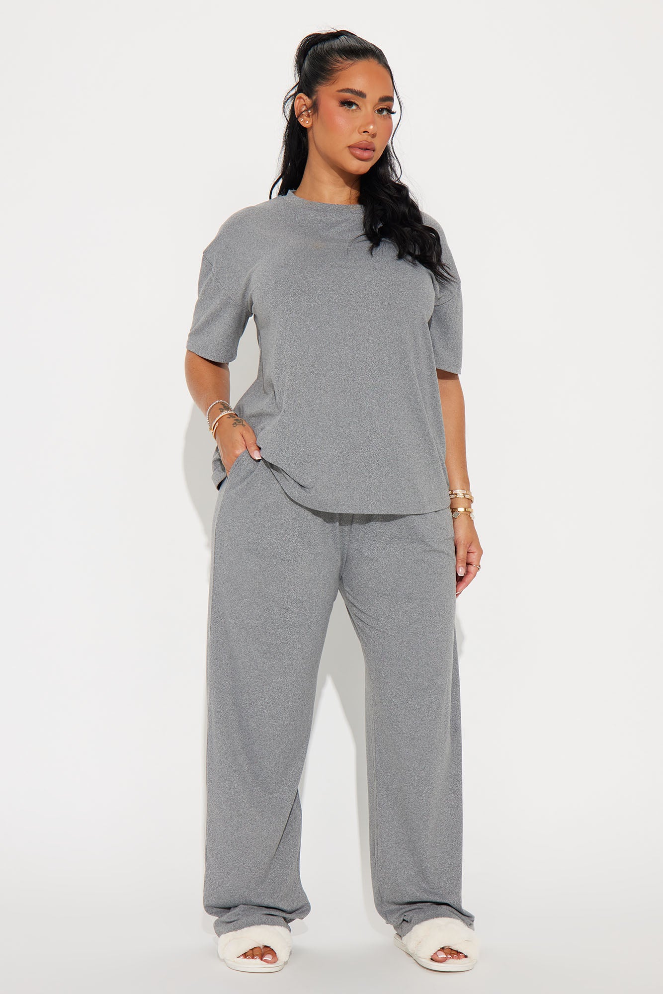 Relax Mood PJ Pant Set - Heather Grey