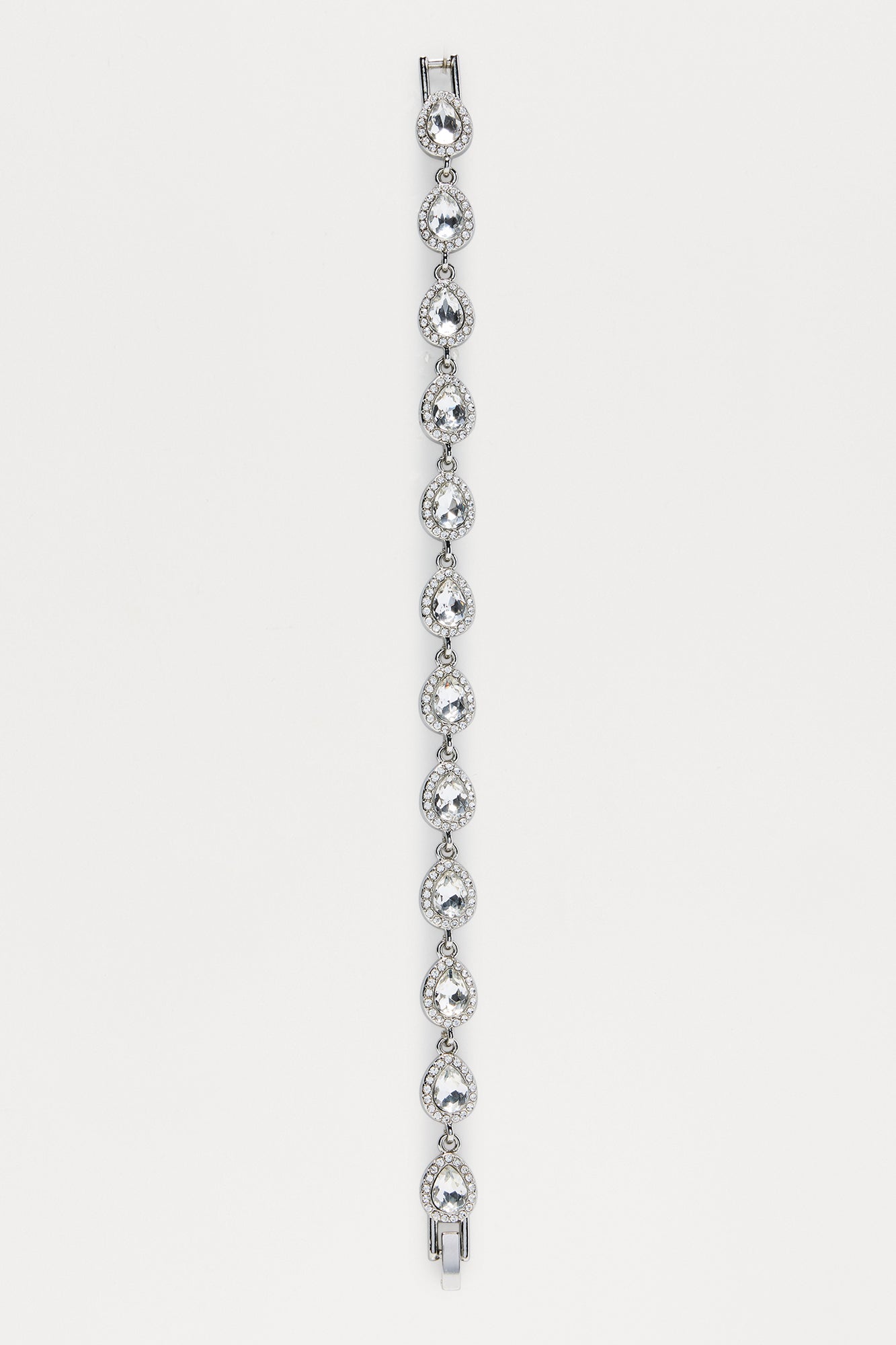 Iced Cluster Tear Drop Bracelet - Silver