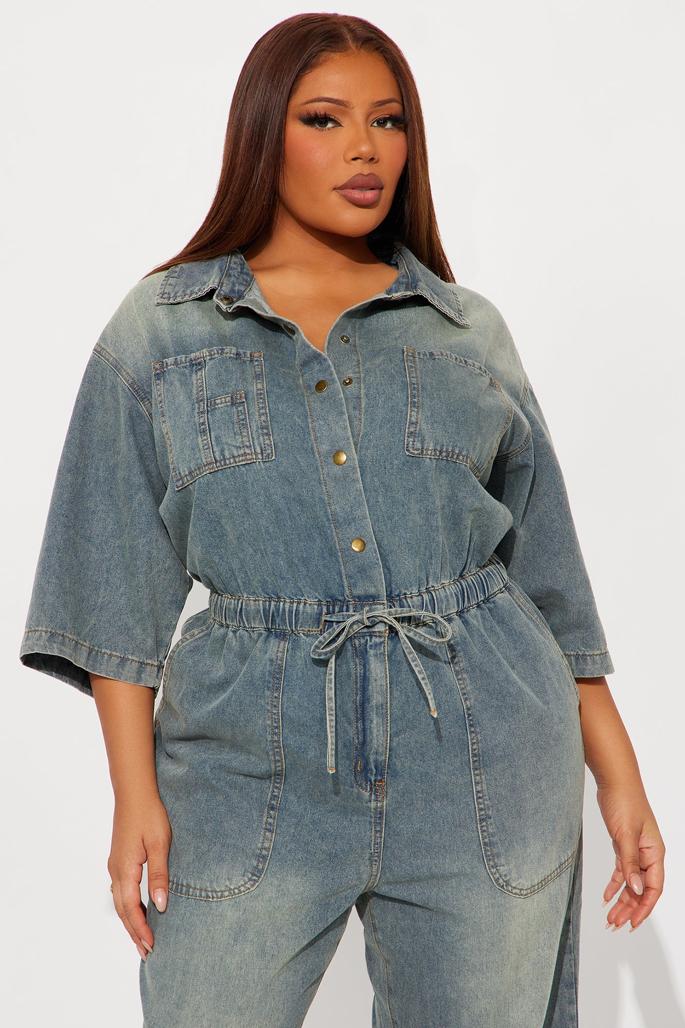 Diana Medium Washed Denim Jumpsuit - Medium Wash