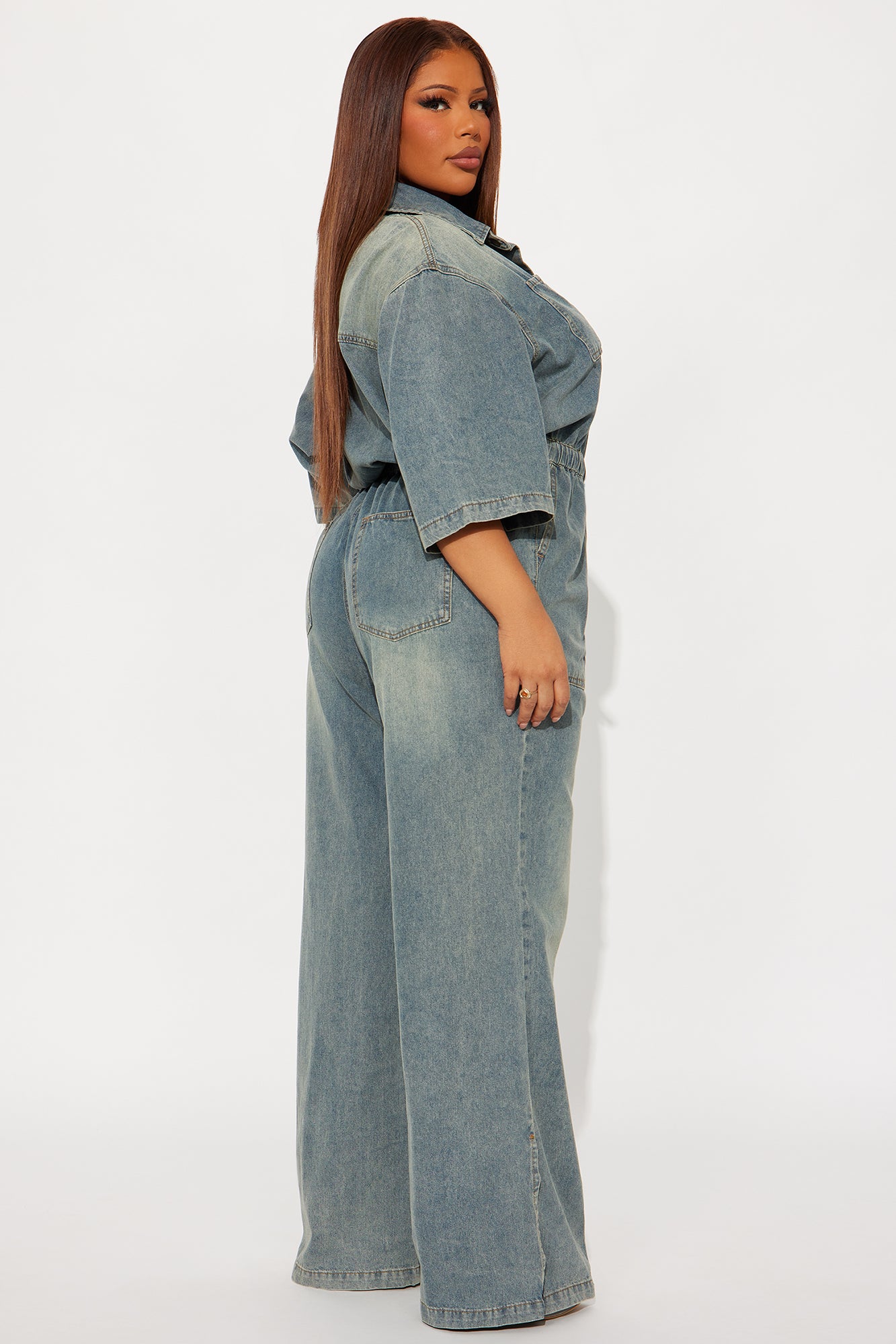 Diana Medium Washed Denim Jumpsuit - Medium Wash