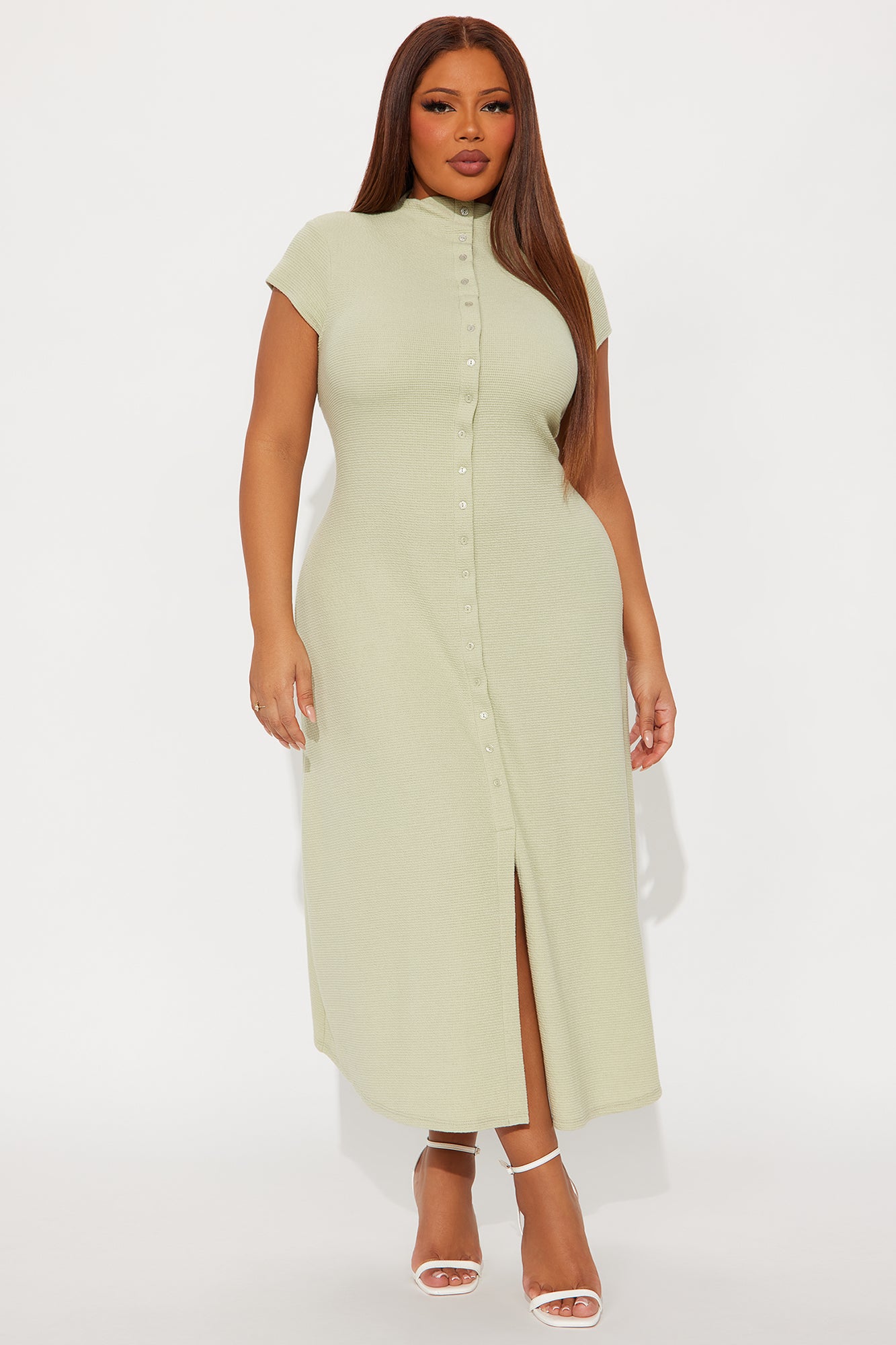 Dara Textured Midi Dress - Sage