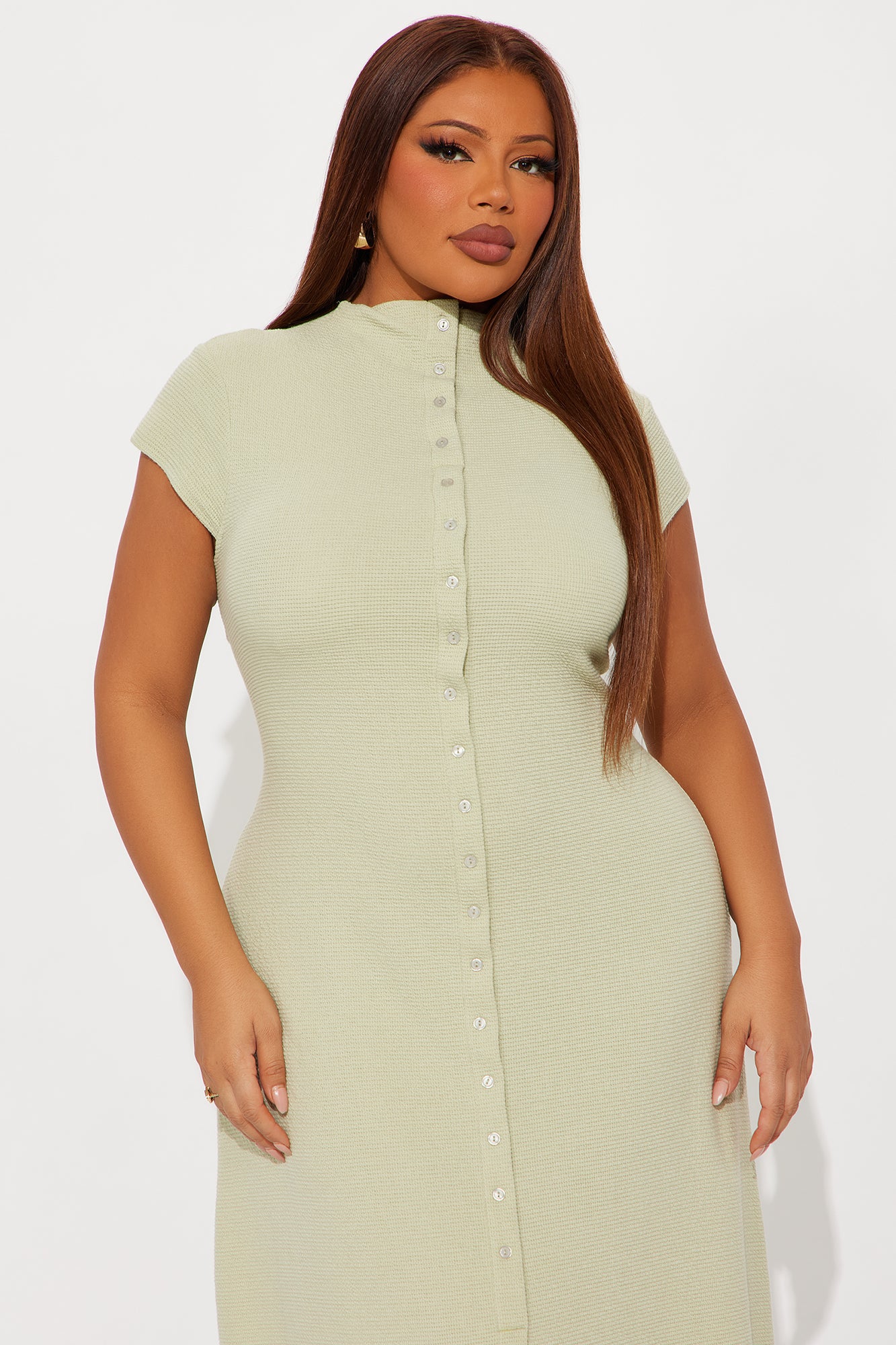 Dara Textured Midi Dress - Sage
