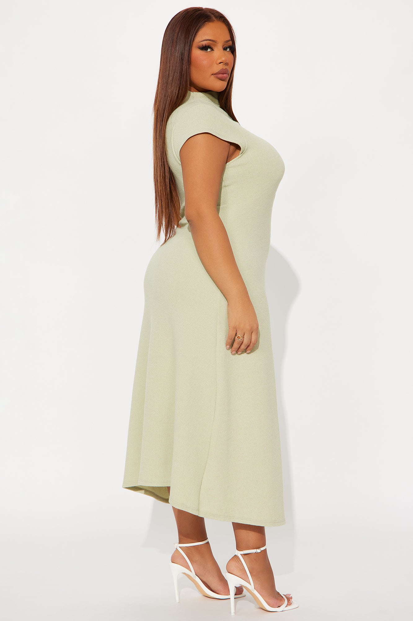 Dara Textured Midi Dress - Sage
