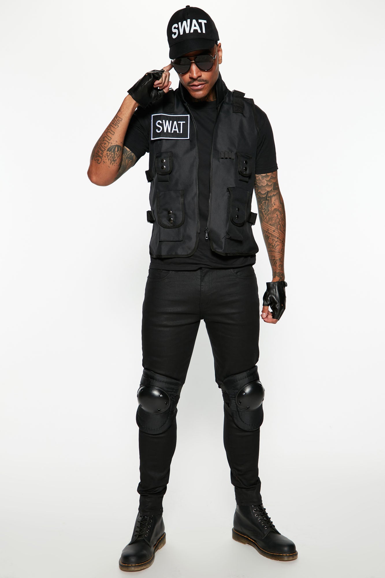 Swat Boss 4 Piece Costume Set - Black