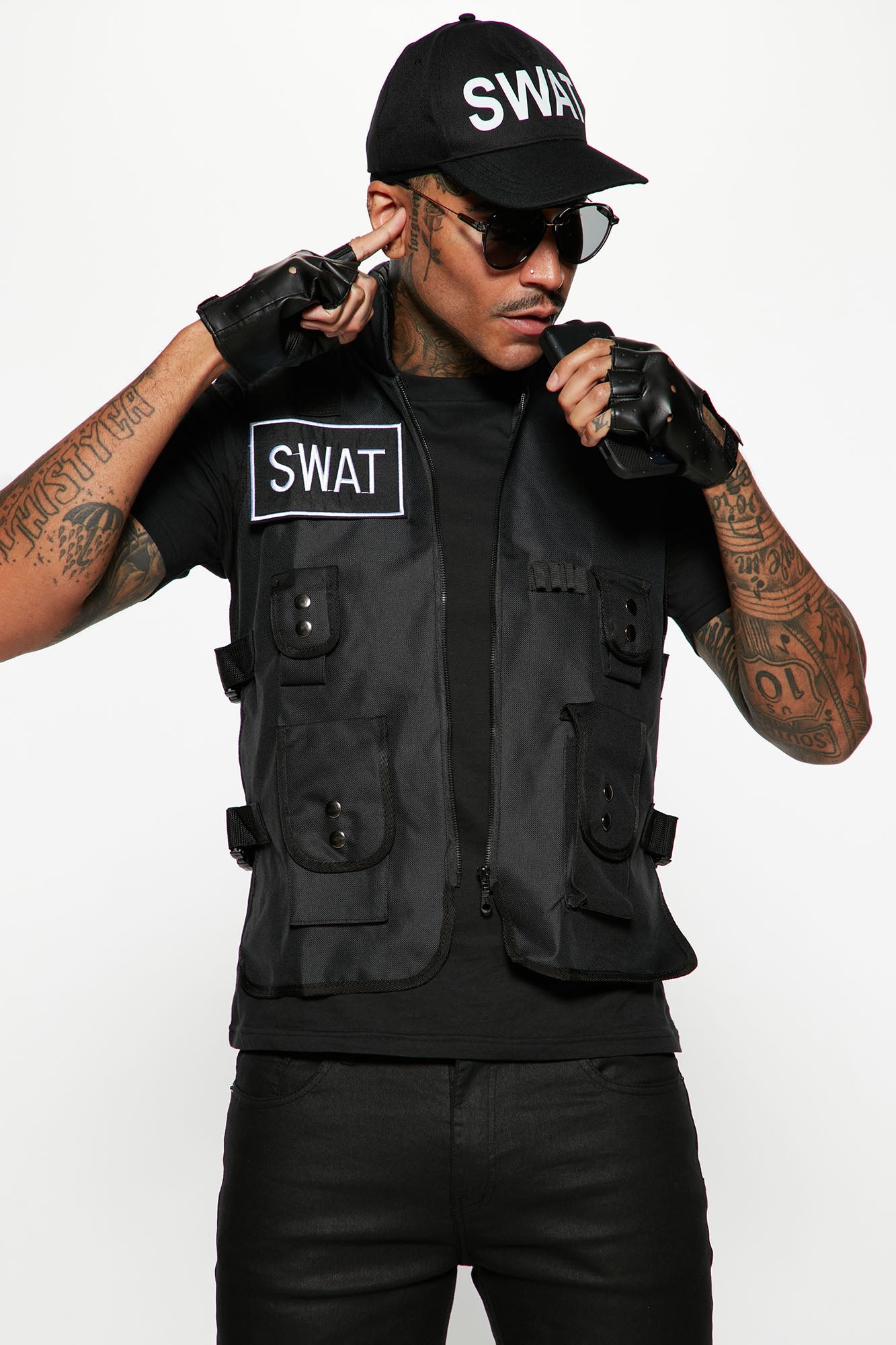 Swat Boss 4 Piece Costume Set - Black