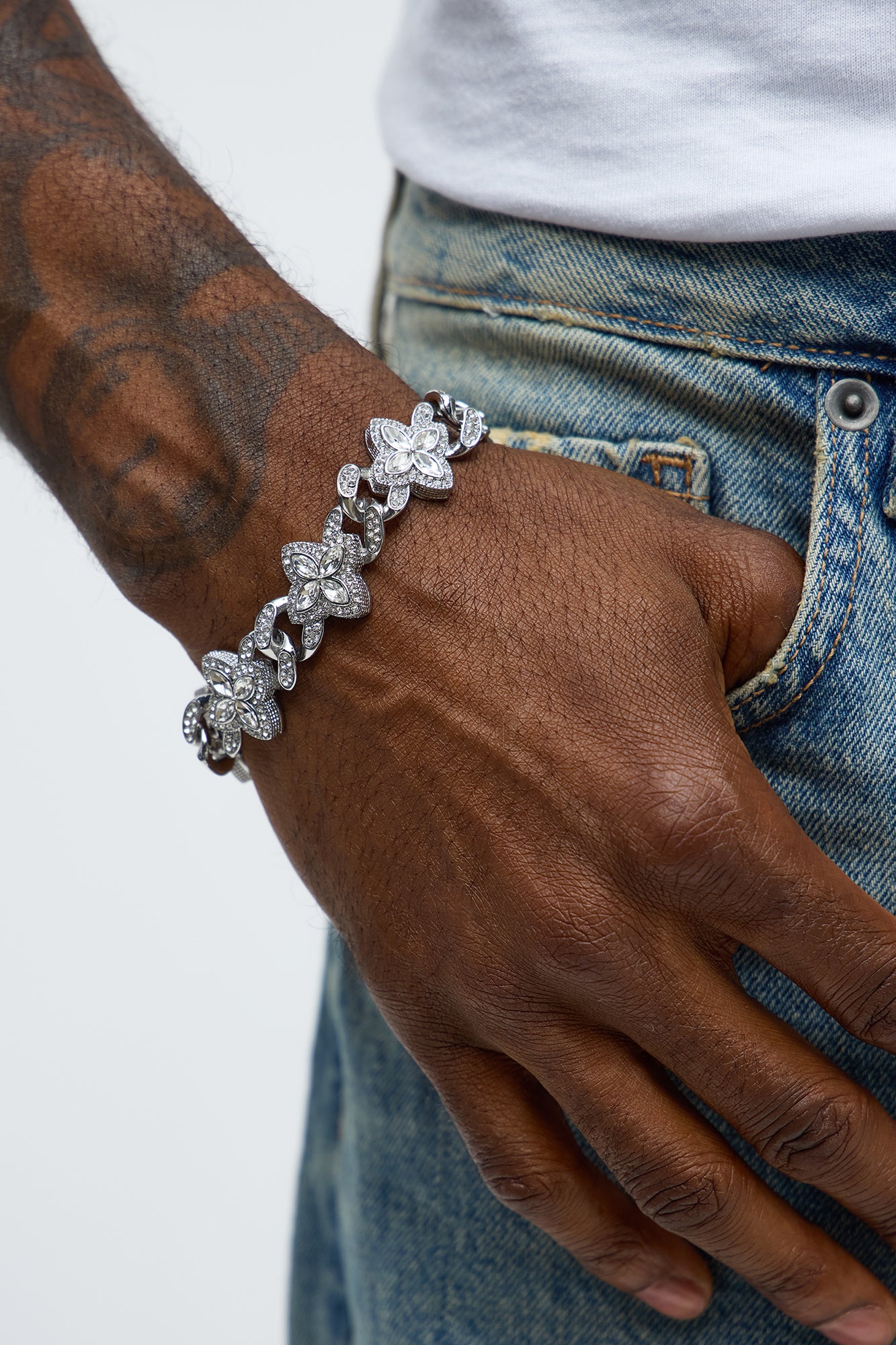 Iced Clover Bracelet - Silver