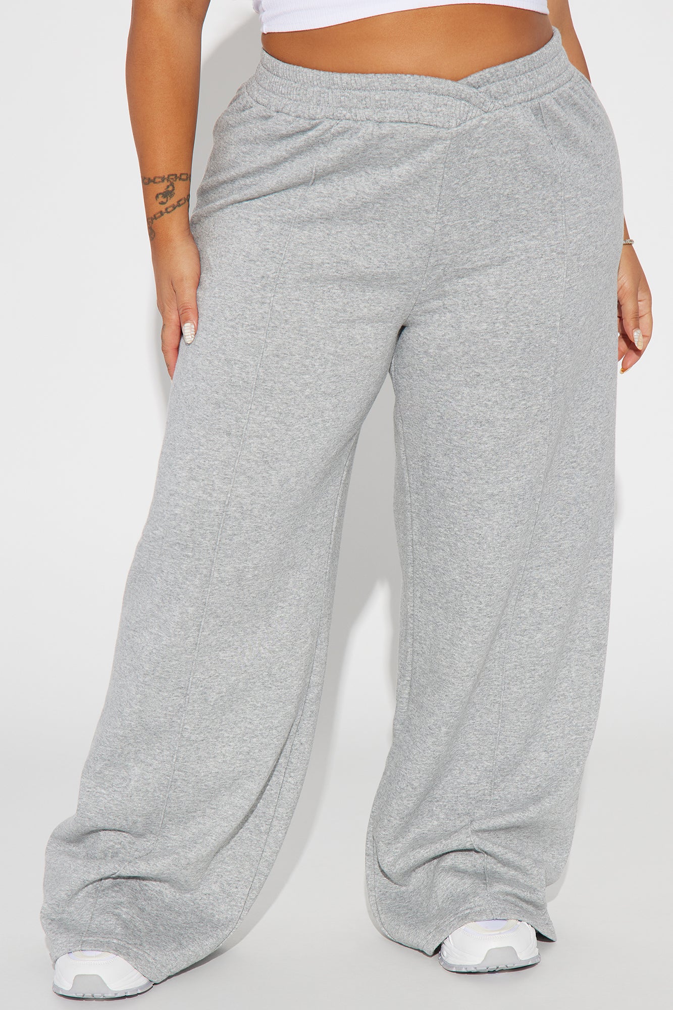 Cassandra Cross Over Lounge Pant - Heather Grey