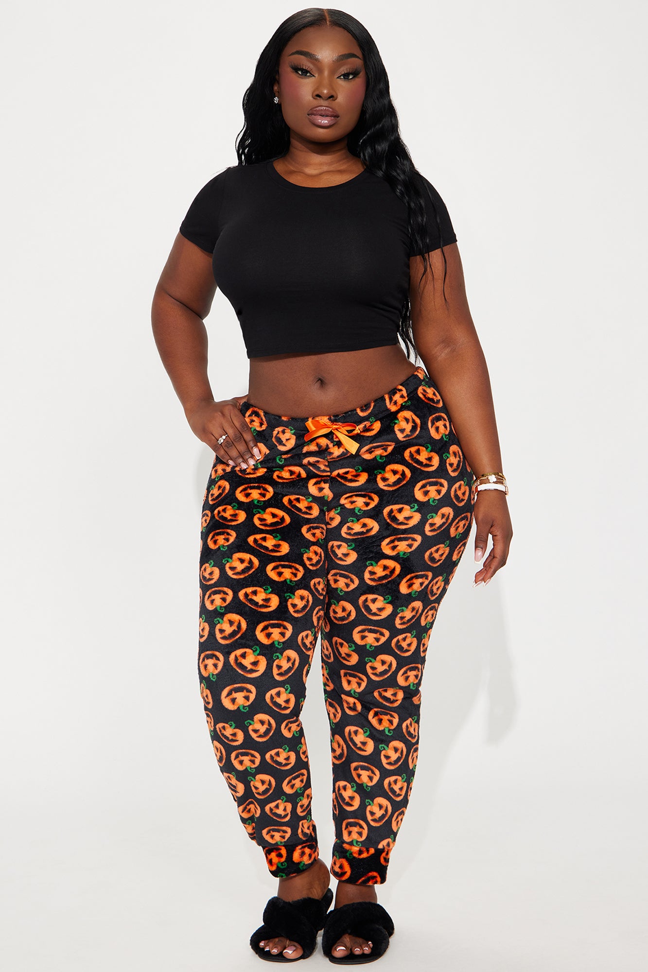 Pumpkin Patch Cuddles PJ Joggers - Black/Orange
