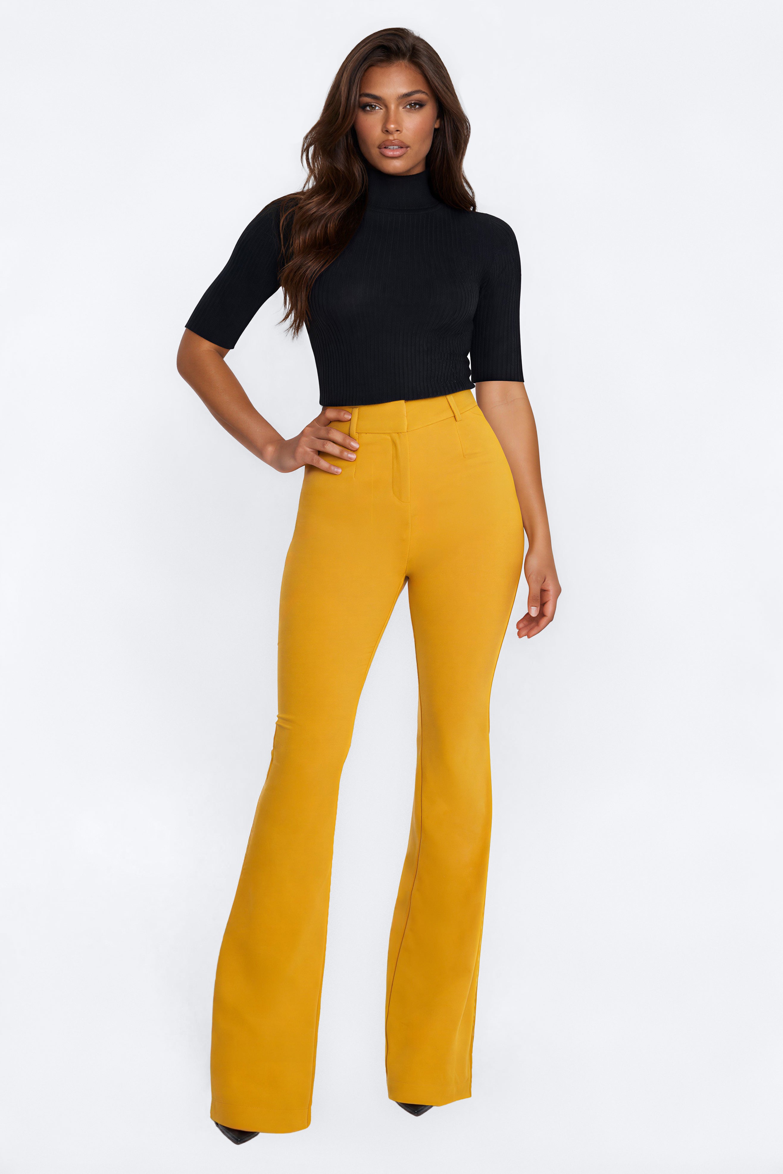 Tall Tasha Dressy High Rise Pants - Mustard