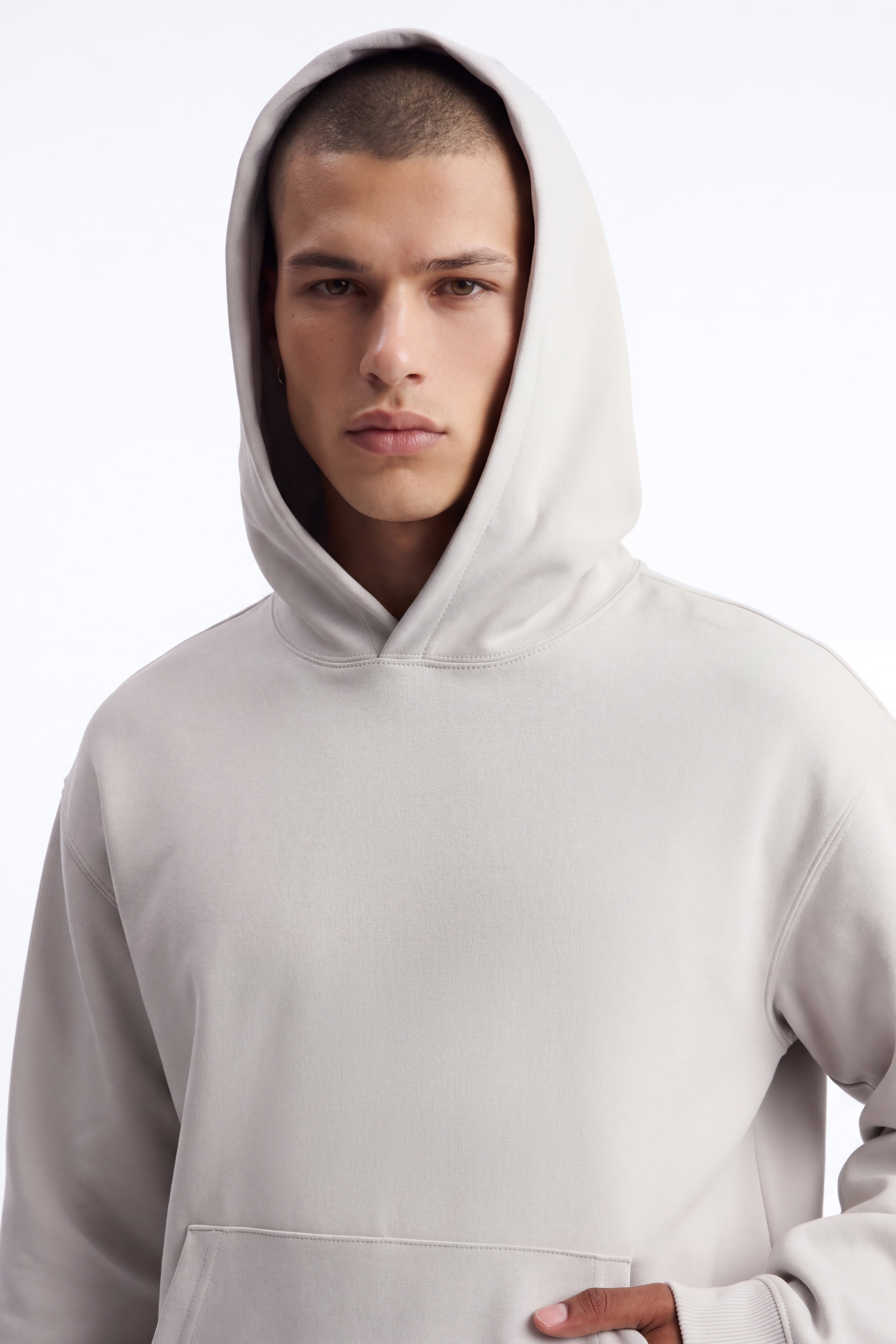 Structured Fleece Hoodie - Light Grey