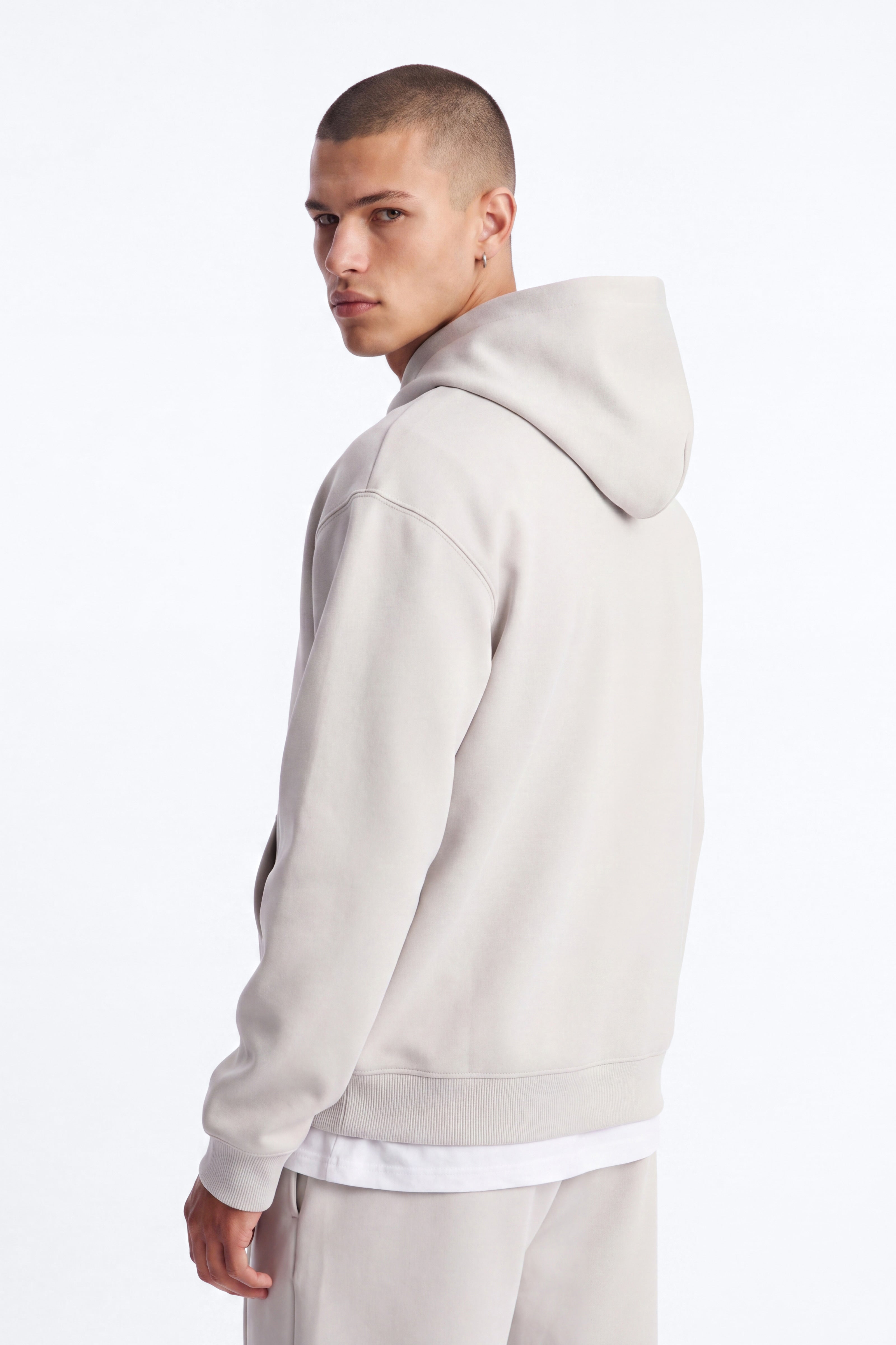 Structured Fleece Hoodie - Light Grey