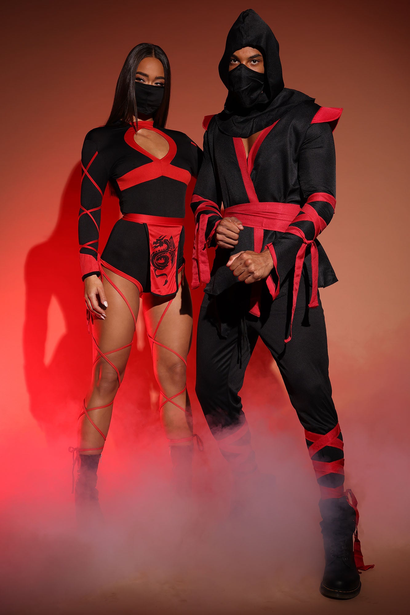 Dragon Ninja Master 5 Piece Costume Set - Black/Red