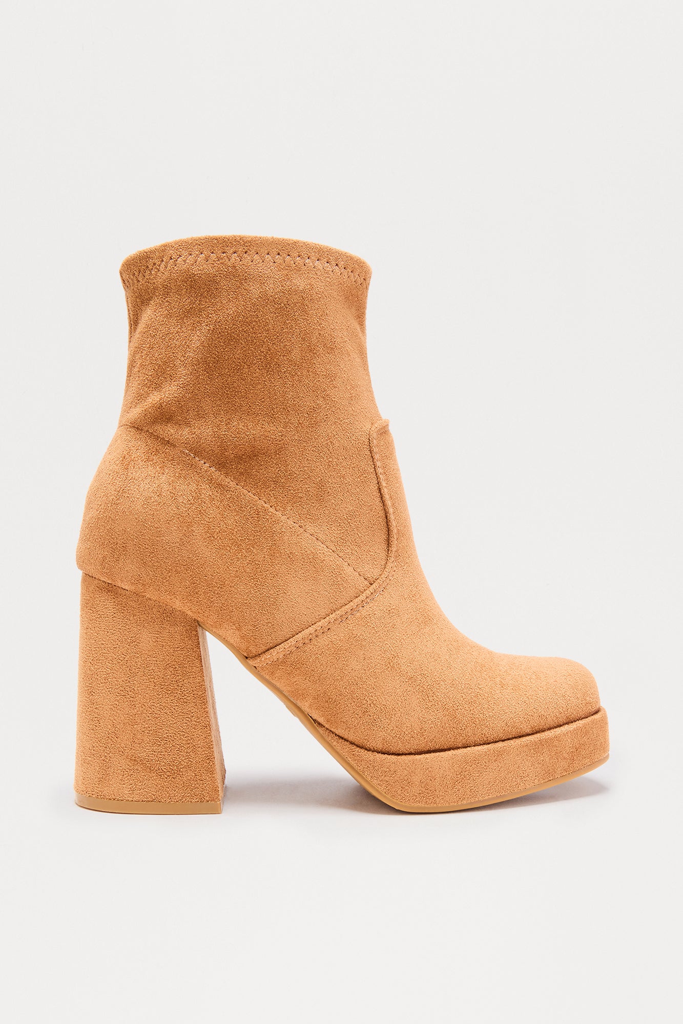 Navy Platform Booties - Camel