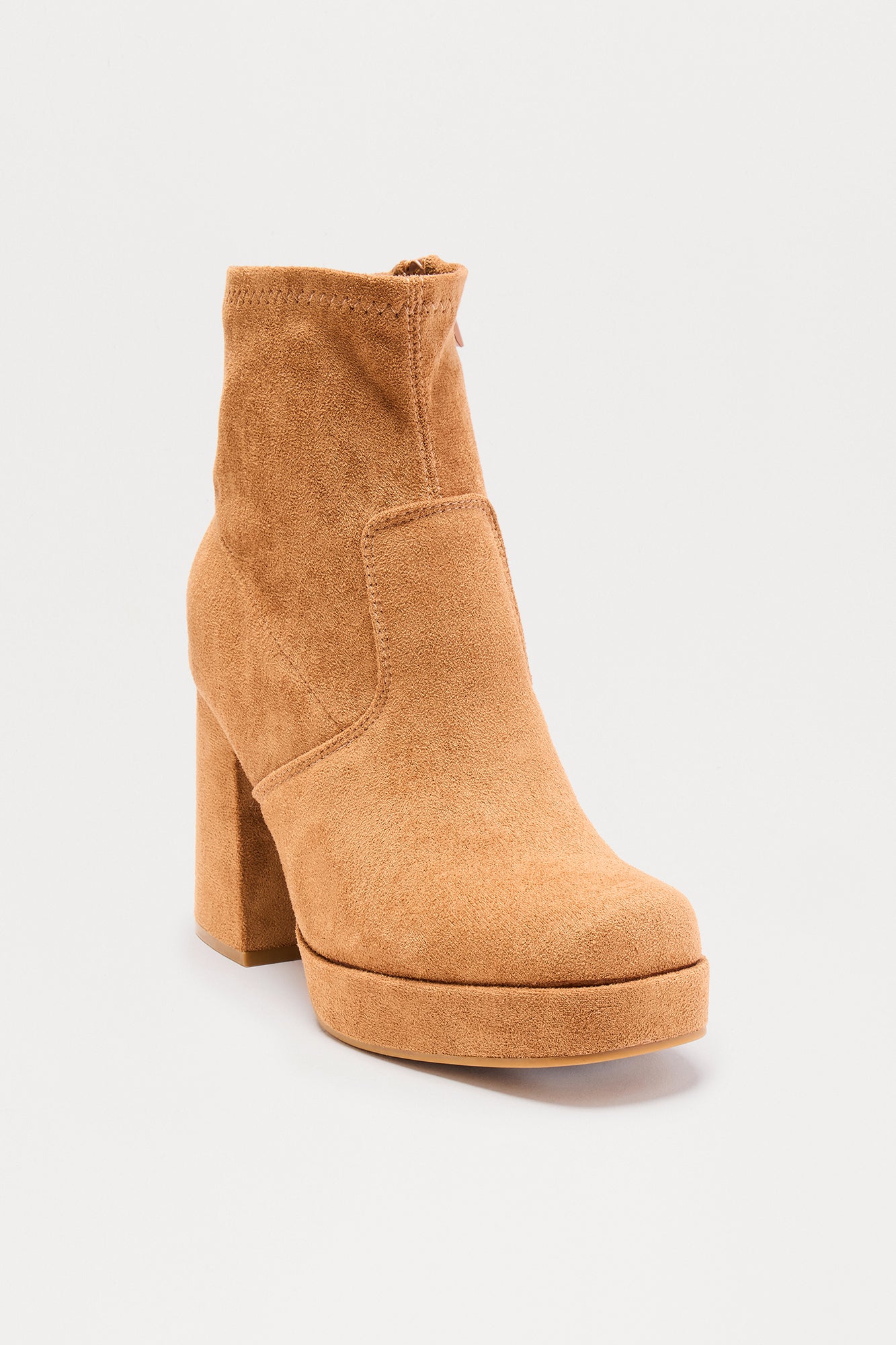 Navy Platform Booties - Camel