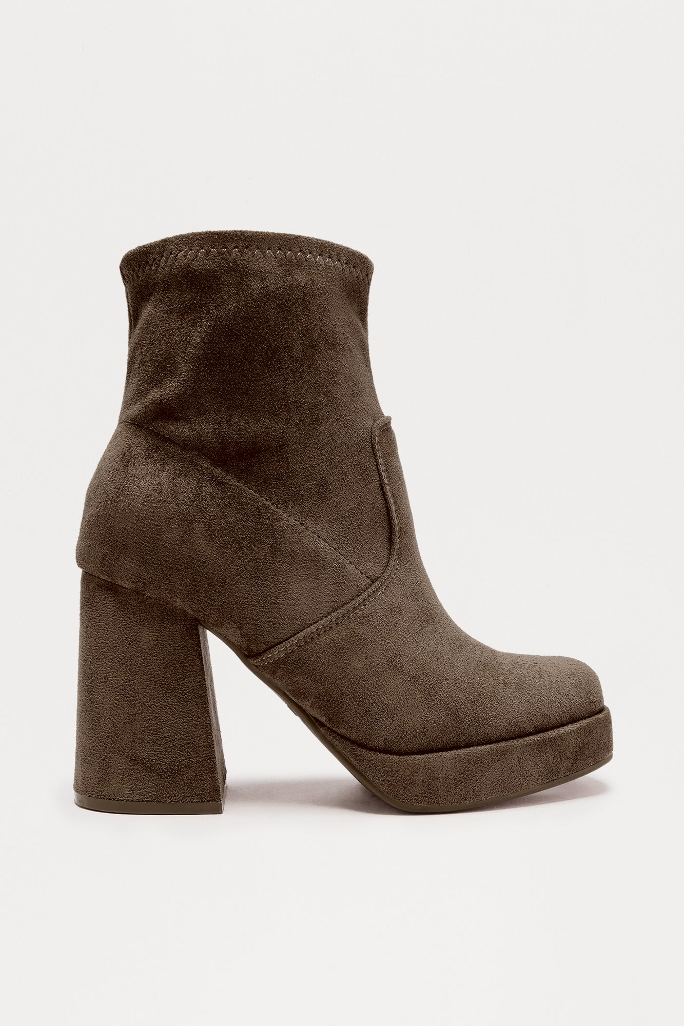 Navy Platform Booties - Brown
