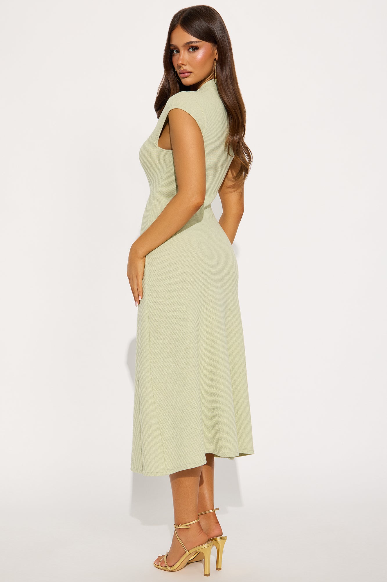 Dara Textured Midi Dress - Sage