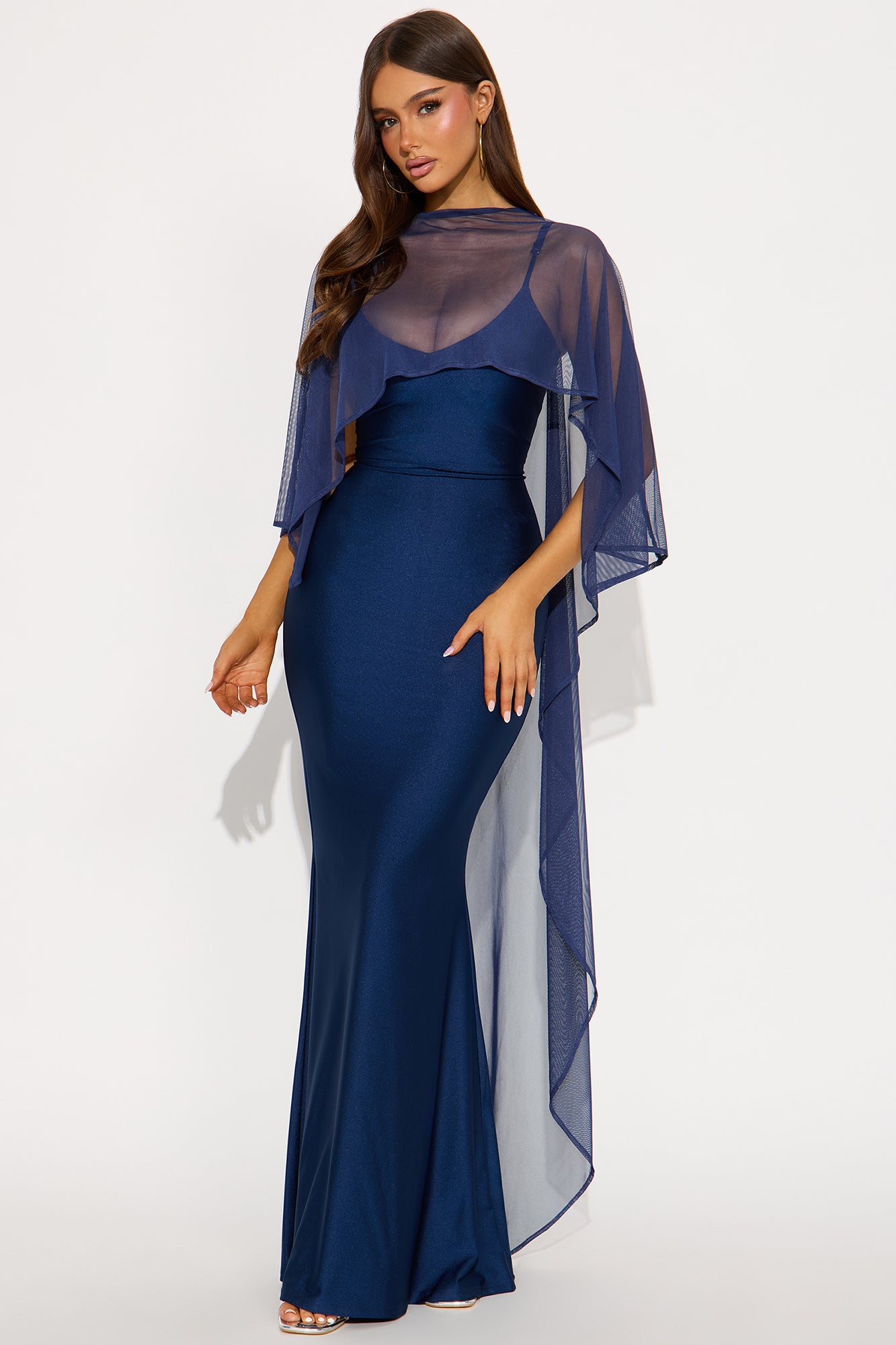 Staying True Satin Maxi Dress - Navy