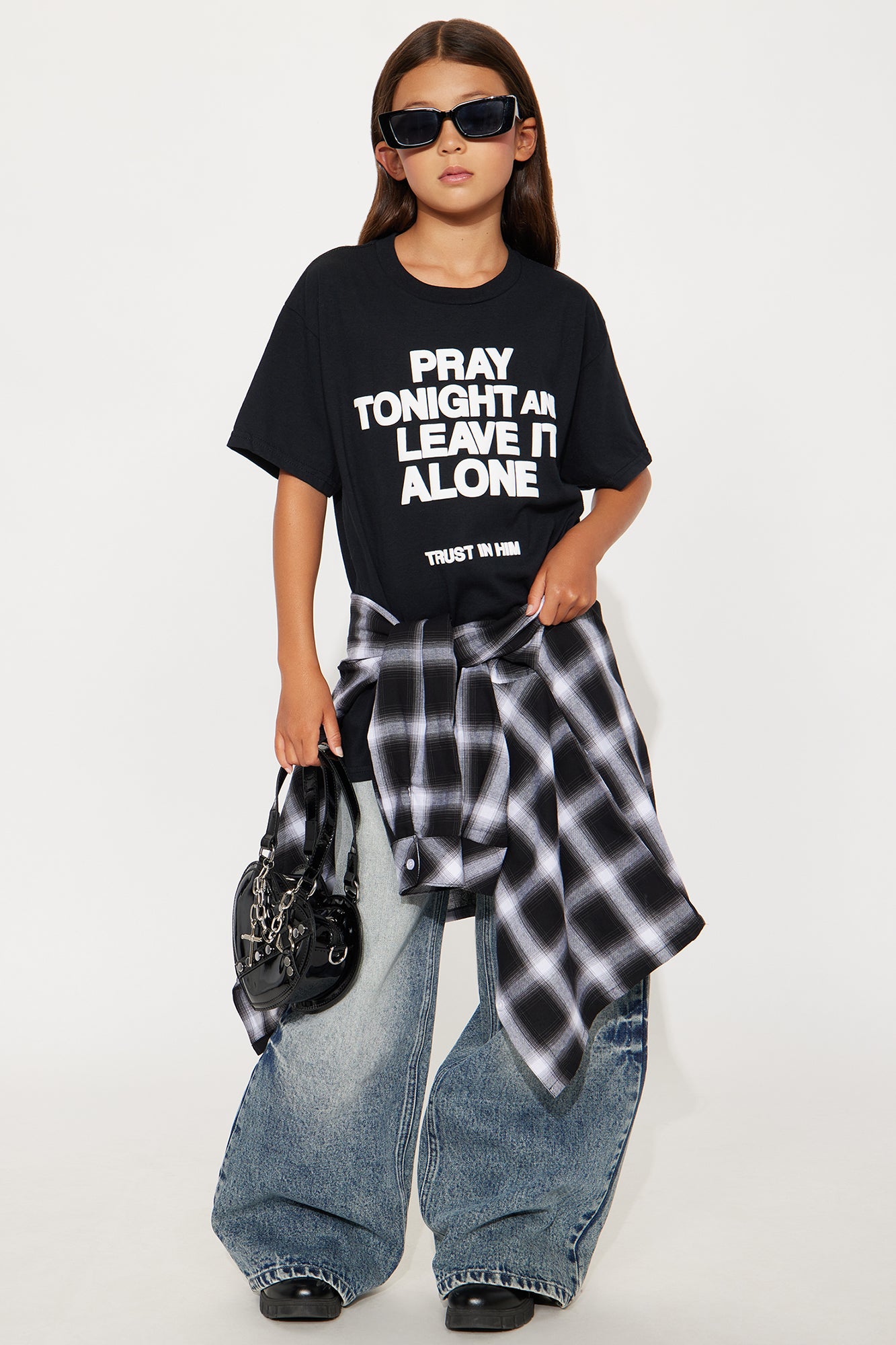 Mini Trust In Him Oversized Tee - Black