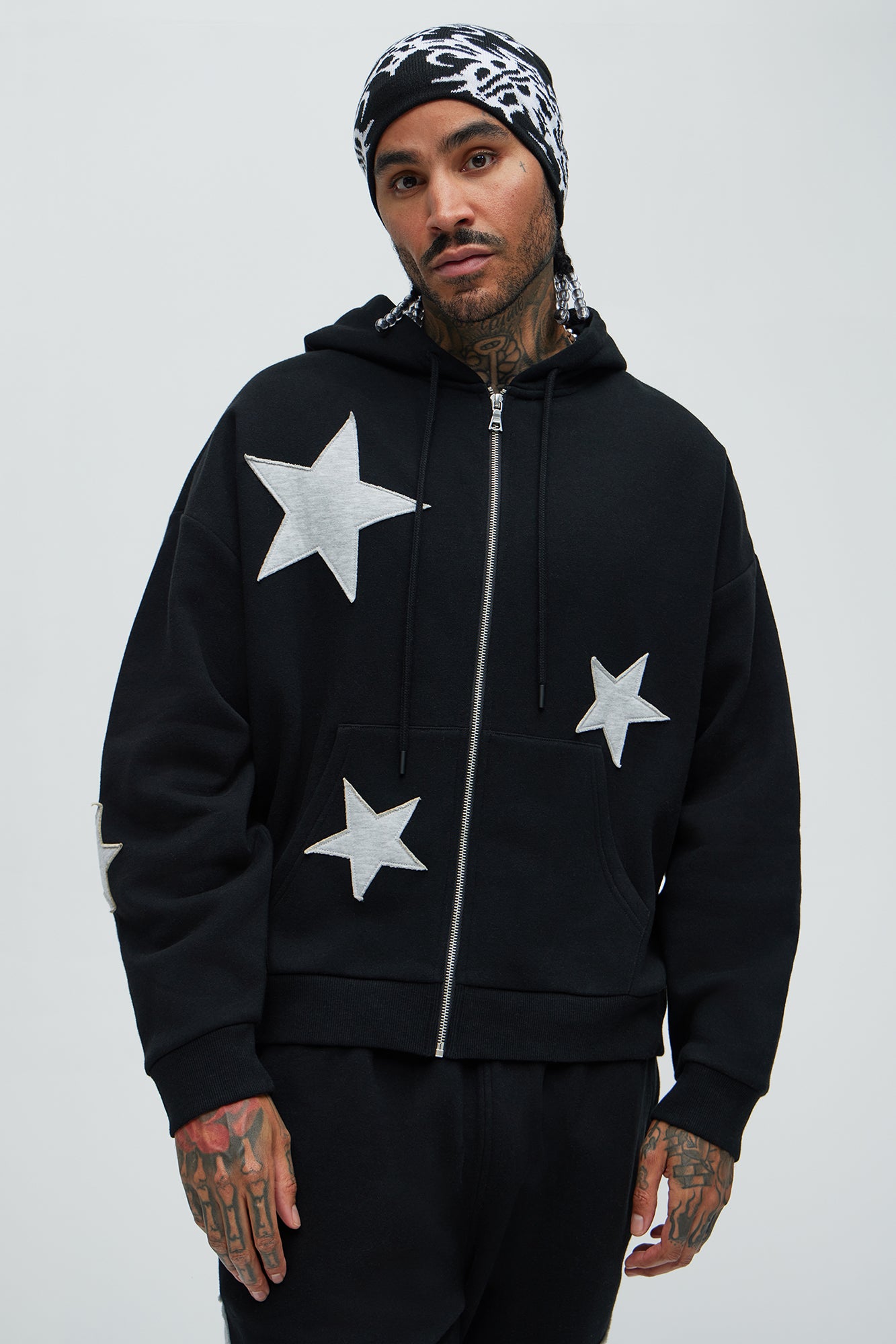 Tayson Stars Oversized Hoodie - Black